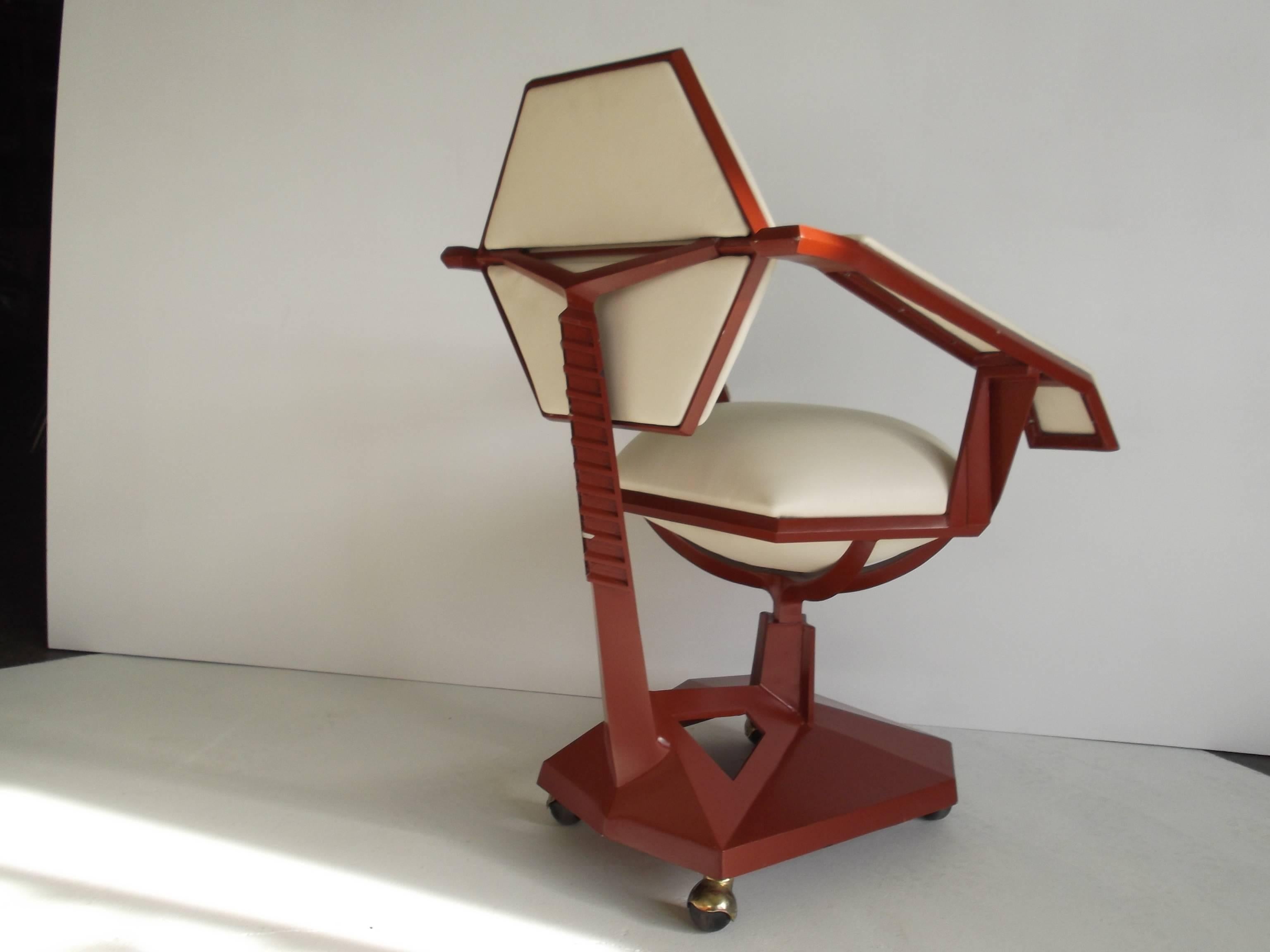 Mid-Century Modern Frank Lloyd Wright Price Tower Secretary Armchair, 1955 For Sale