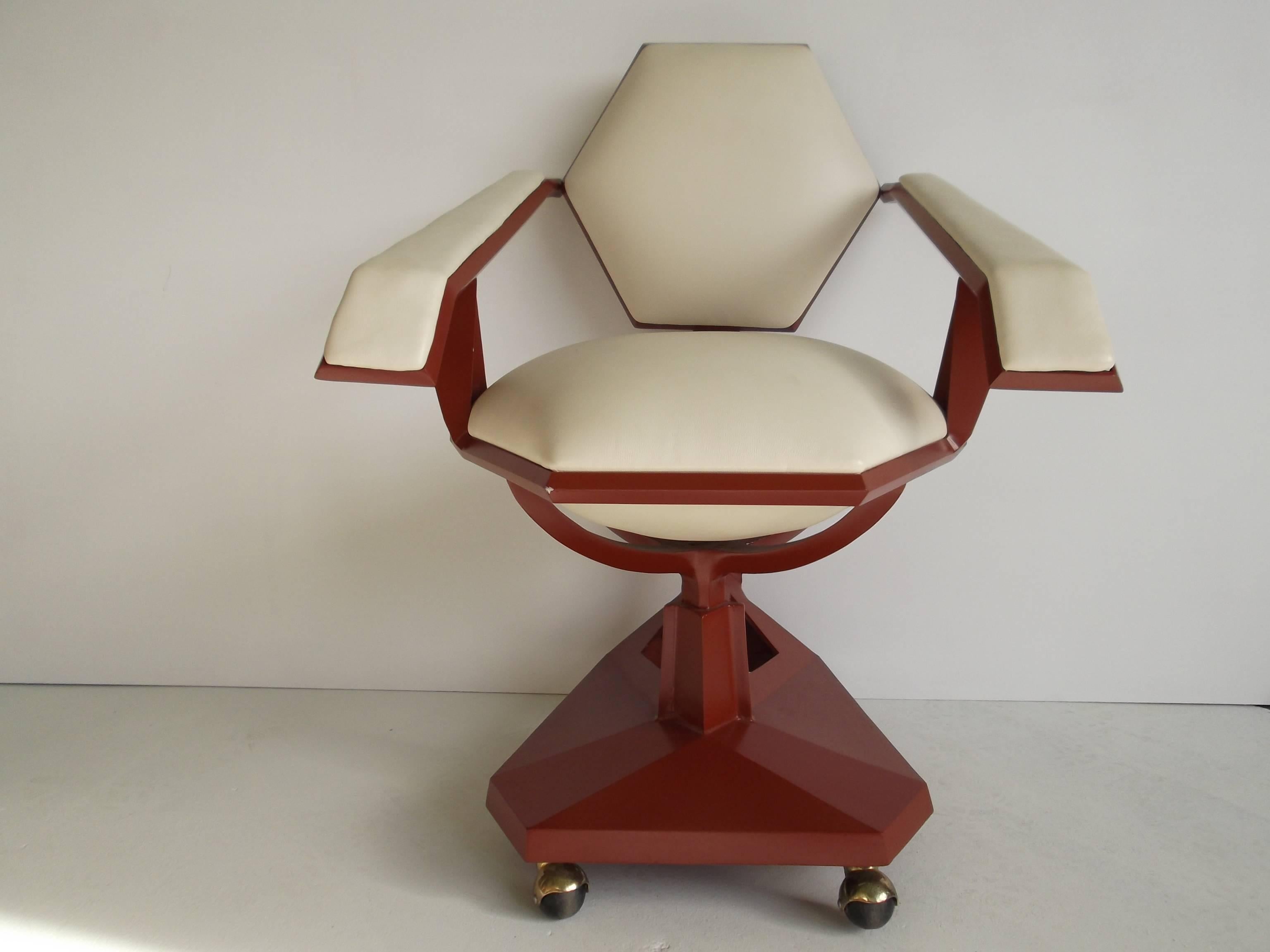Welded Frank Lloyd Wright Price Tower Secretary Armchair, 1955 For Sale