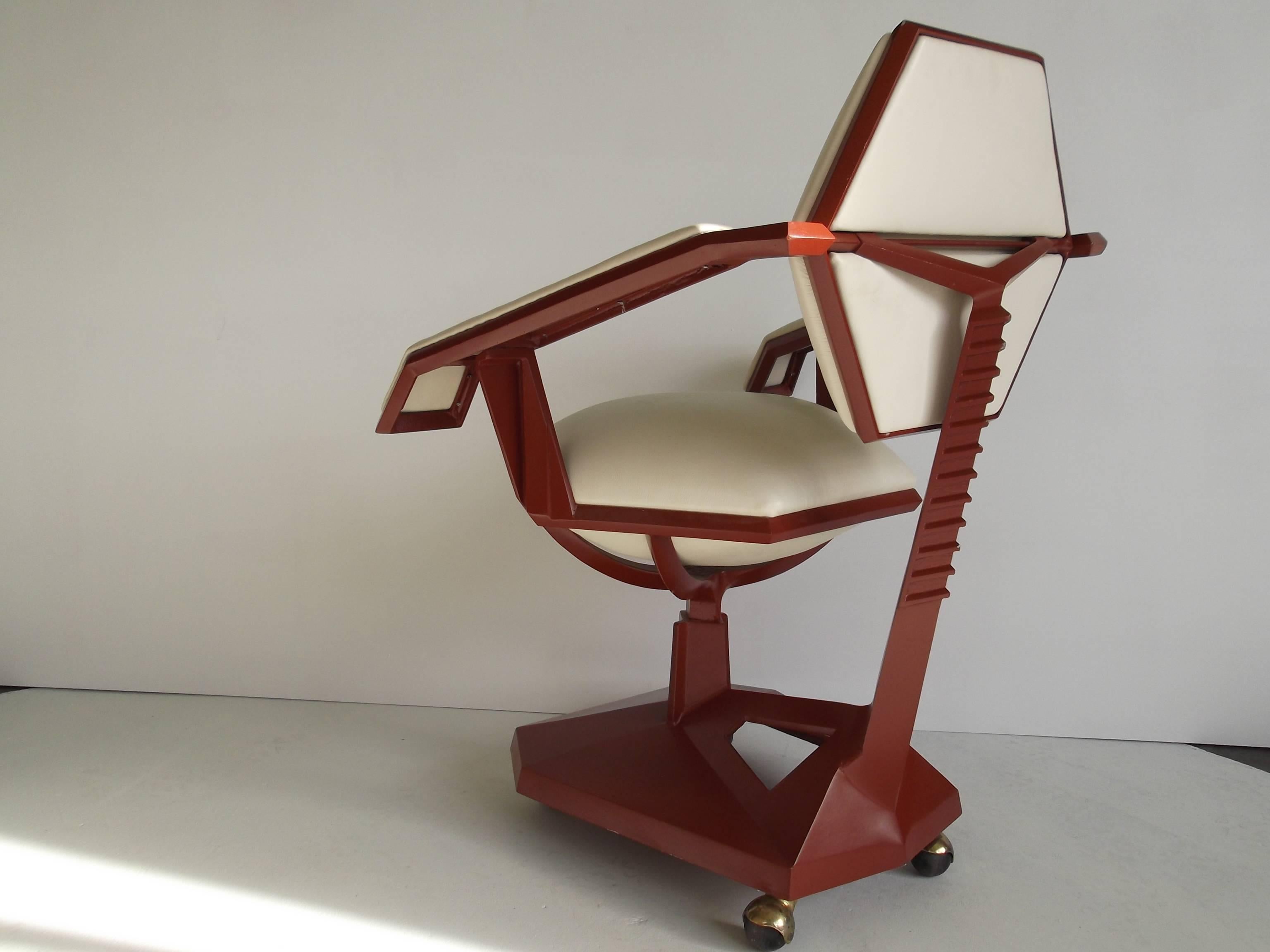 Frank Lloyd Wright Price Tower Secretary Armchair, 1955 In Good Condition For Sale In Tulsa, OK