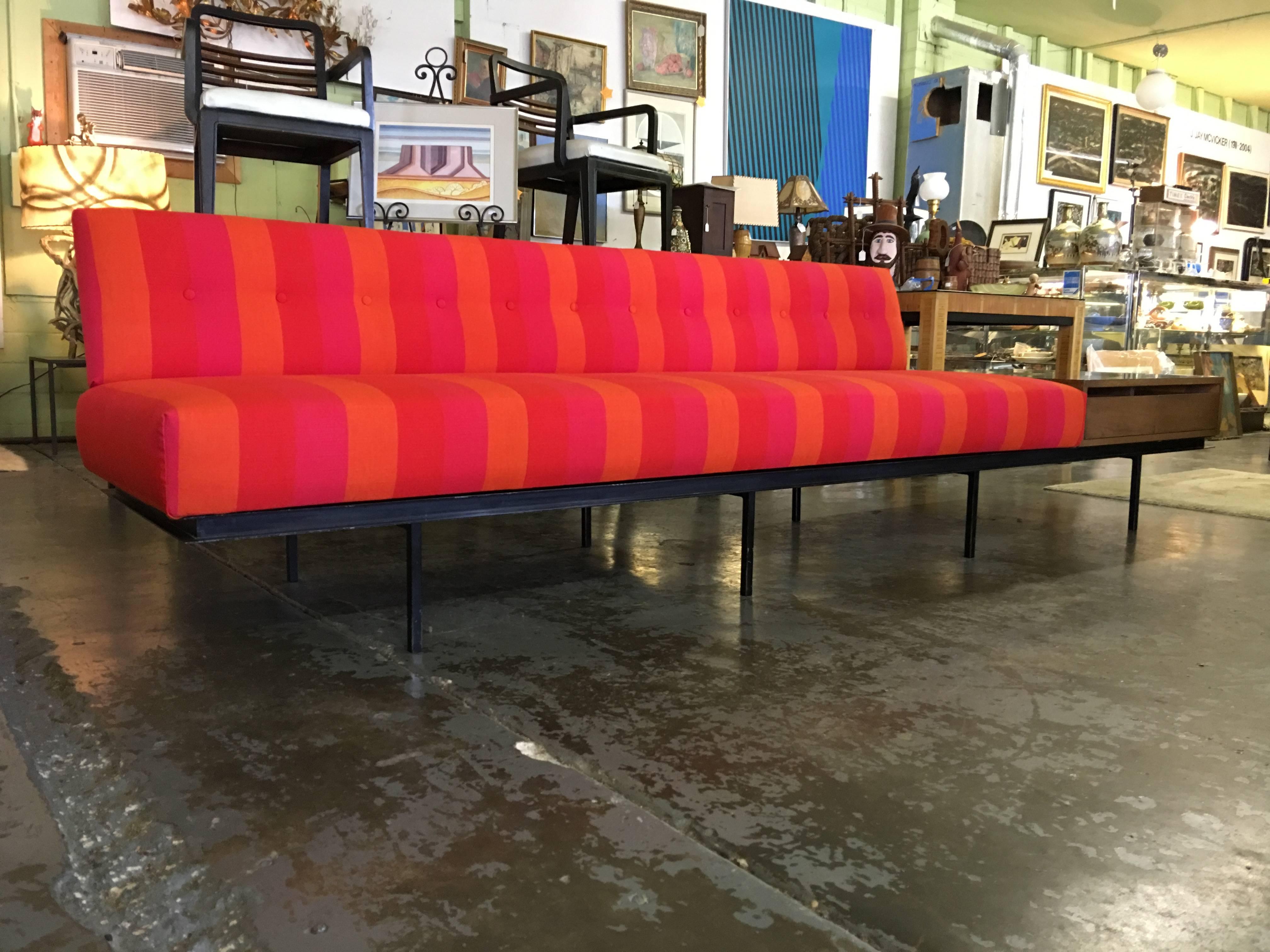 20th Century Florence Knoll Sofa with Vintage Alexander Girard Stripe Fabric
