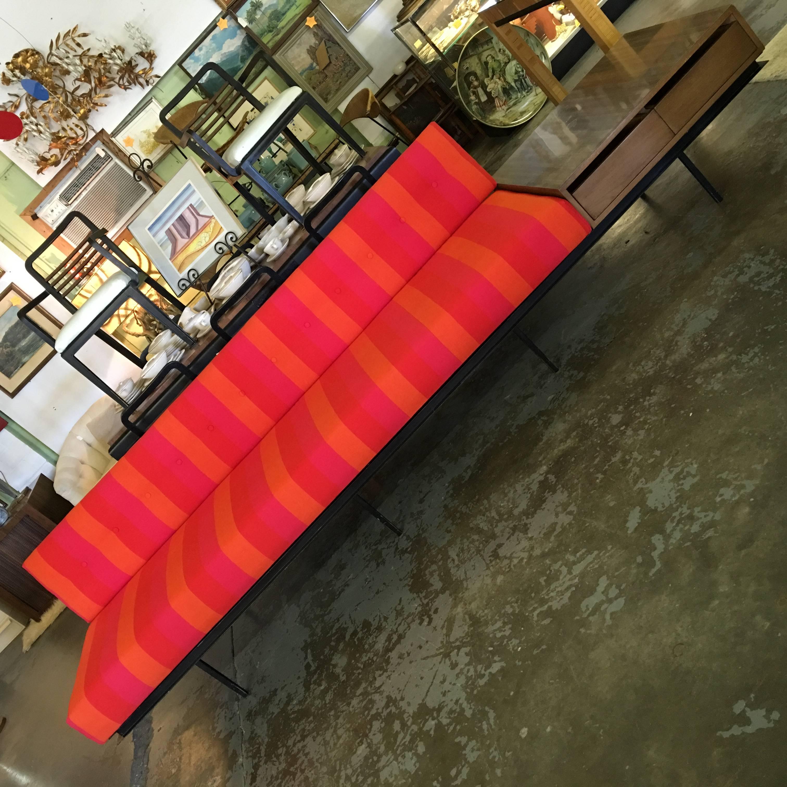 Florence Knoll Sofa with Vintage Alexander Girard Stripe Fabric 1