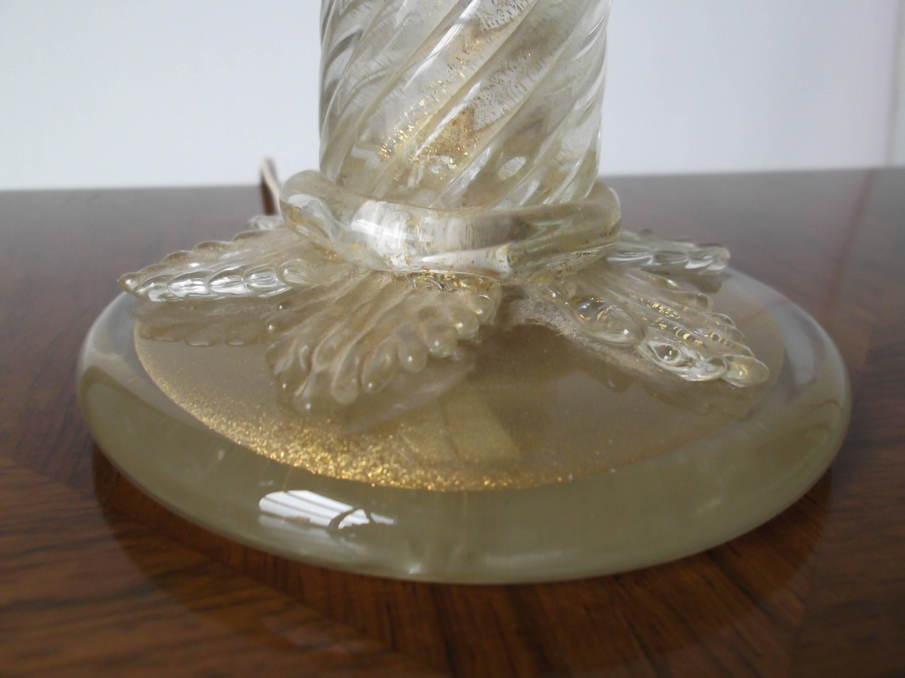 20th Century Camer Ny Label Manner of Barovier Venini Italian Glass Candlestick Lamp