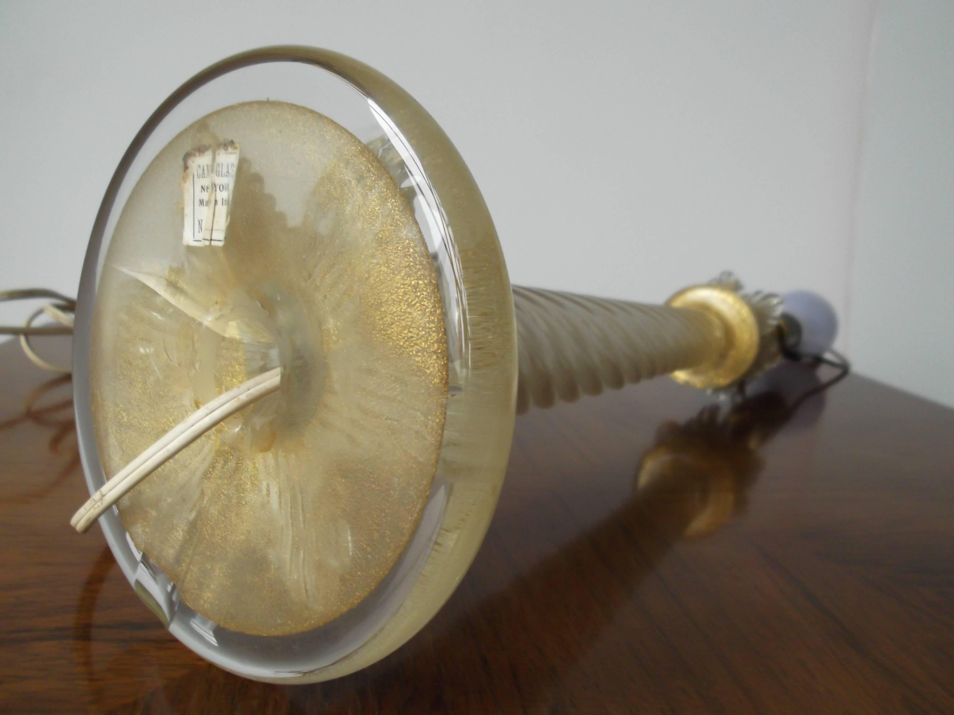 Camer Ny Label Manner of Barovier Venini Italian Glass Candlestick Lamp 1