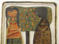 Signed Marcello Fantoni Wall Plaque/Sculpture Women Picking Fruit