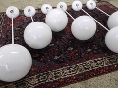 Set of Six Vintage Prescolite Globe Pendant Lamps