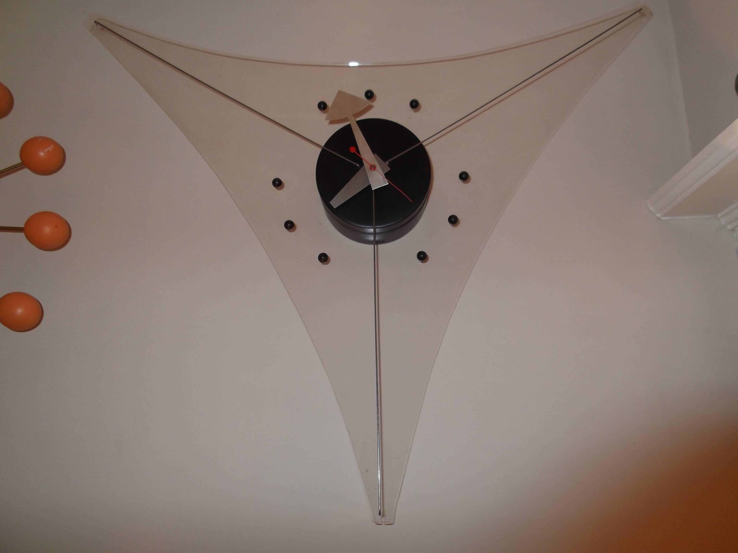 Mid-Century Modern Rare George Nelson Lucite Version of the Triangle Clock for Howard Miller