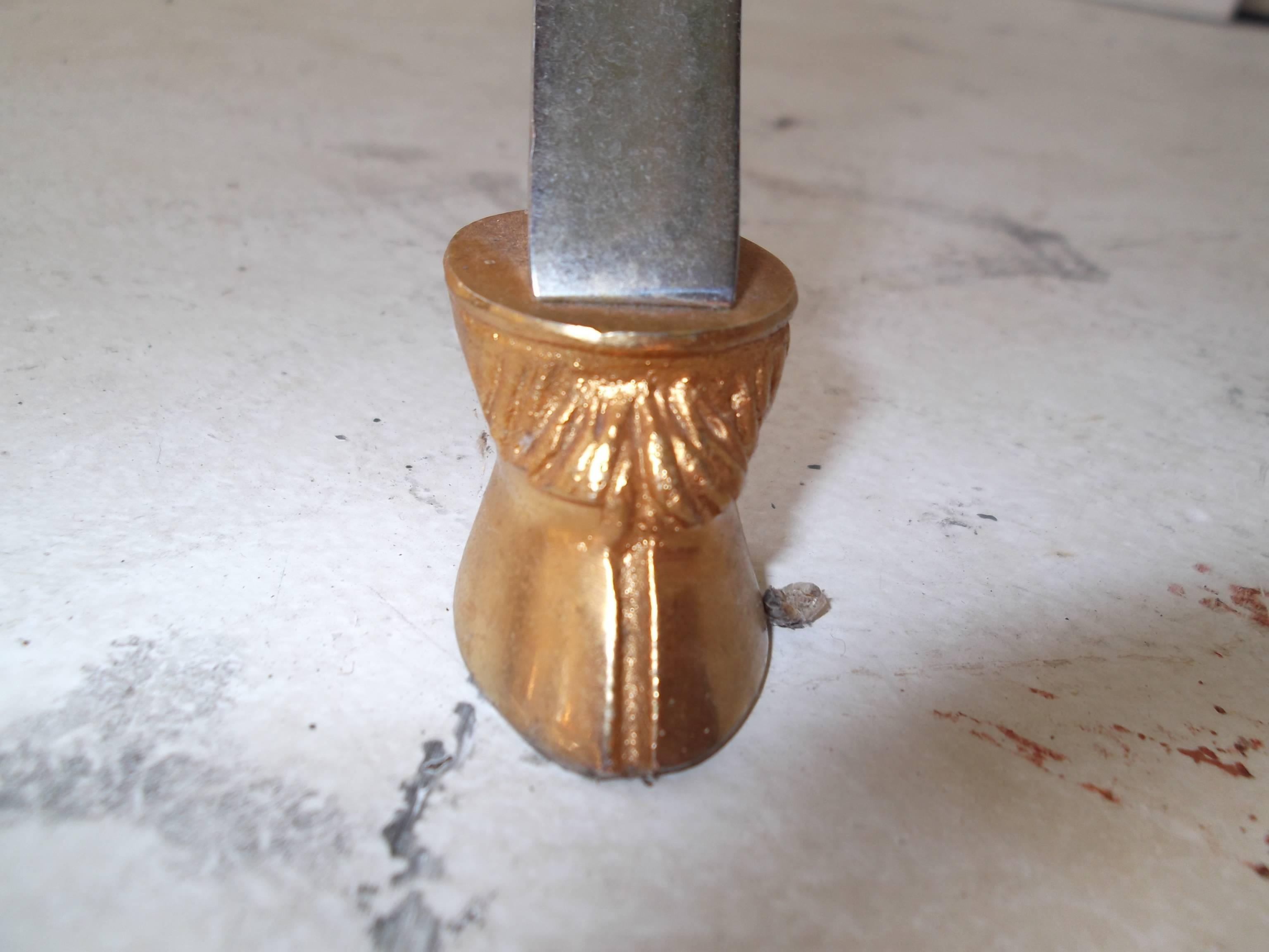 Maison Jansen Steel Brass Hoof Pineapple Coffee Table 3