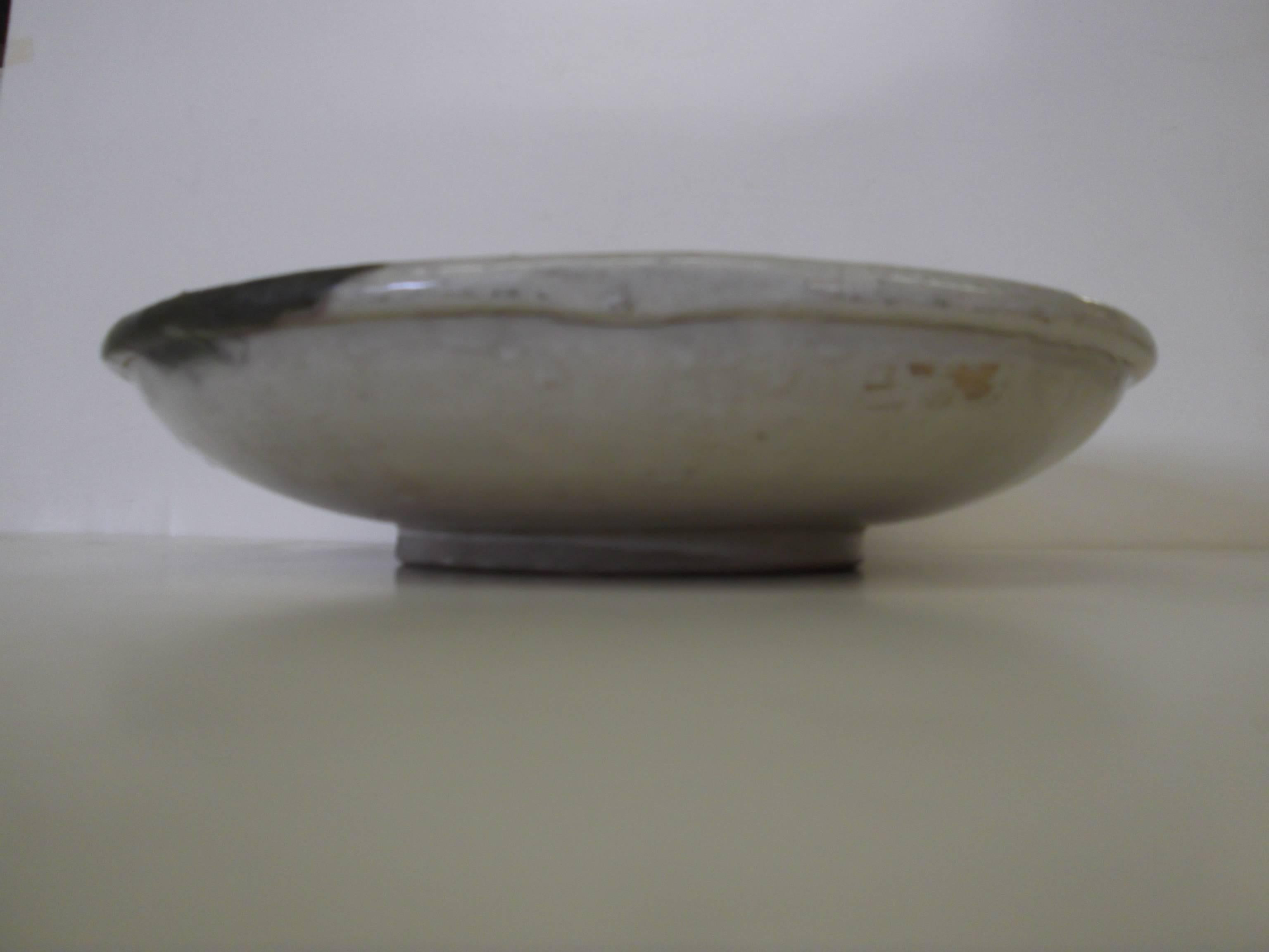 Meiji 19th Century Oribe Japanese Studio Pottery Charger For Sale