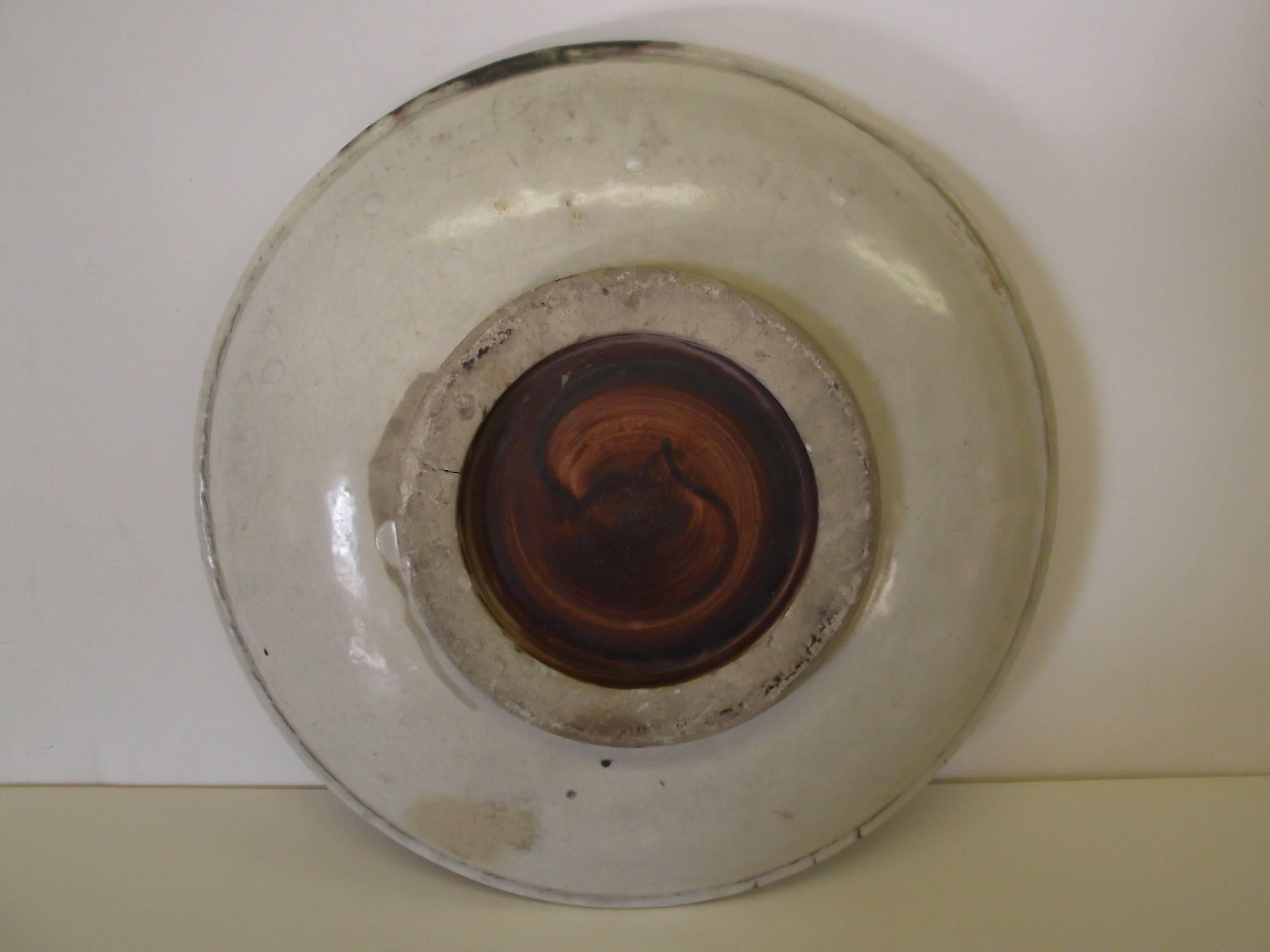 19th Century Oribe Japanese Studio Pottery Charger For Sale 3