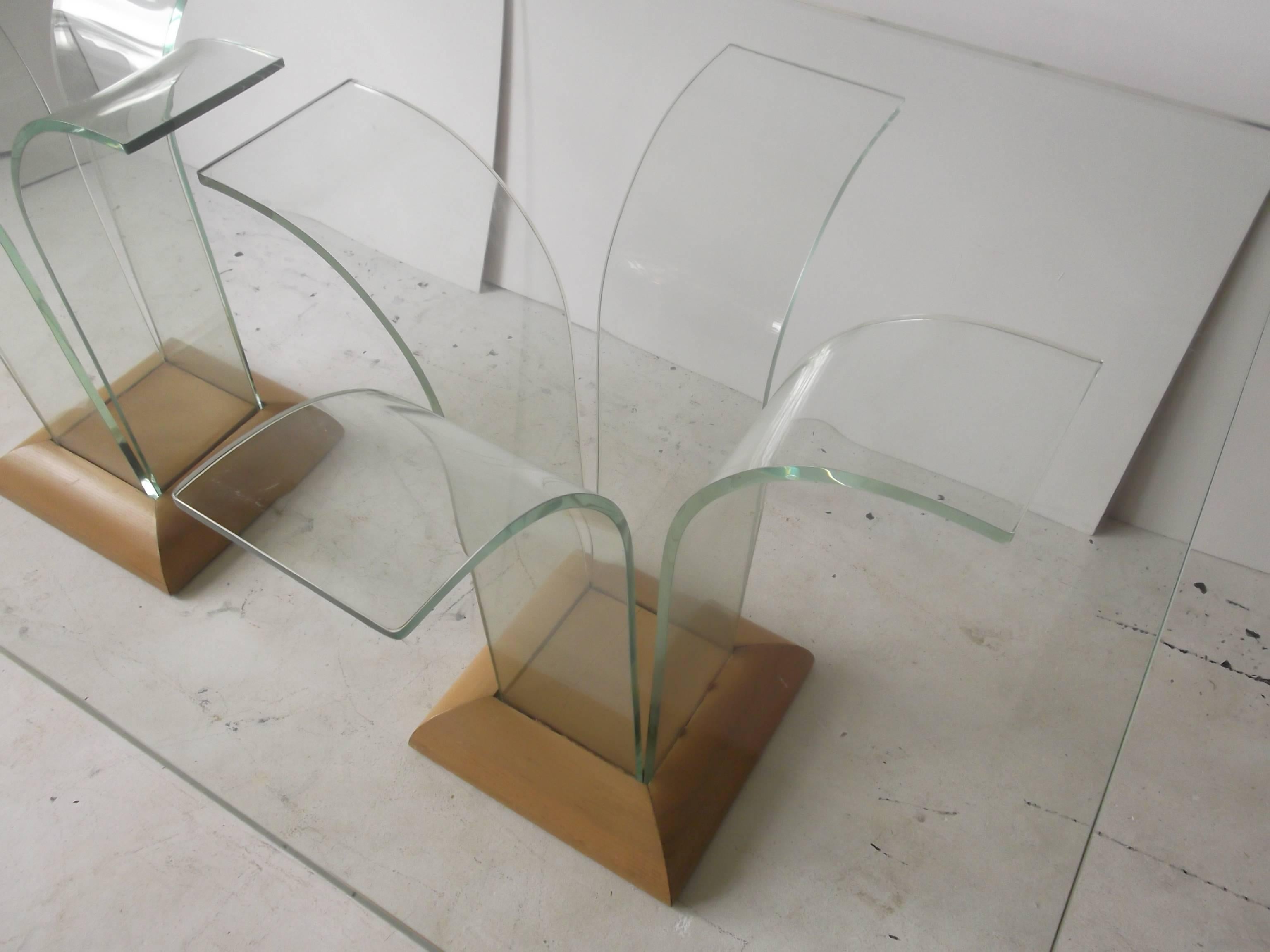 1940 Art Deco Bent Glass Dining Table by Ben Mildwoff for Modernage In Good Condition In Tulsa, OK