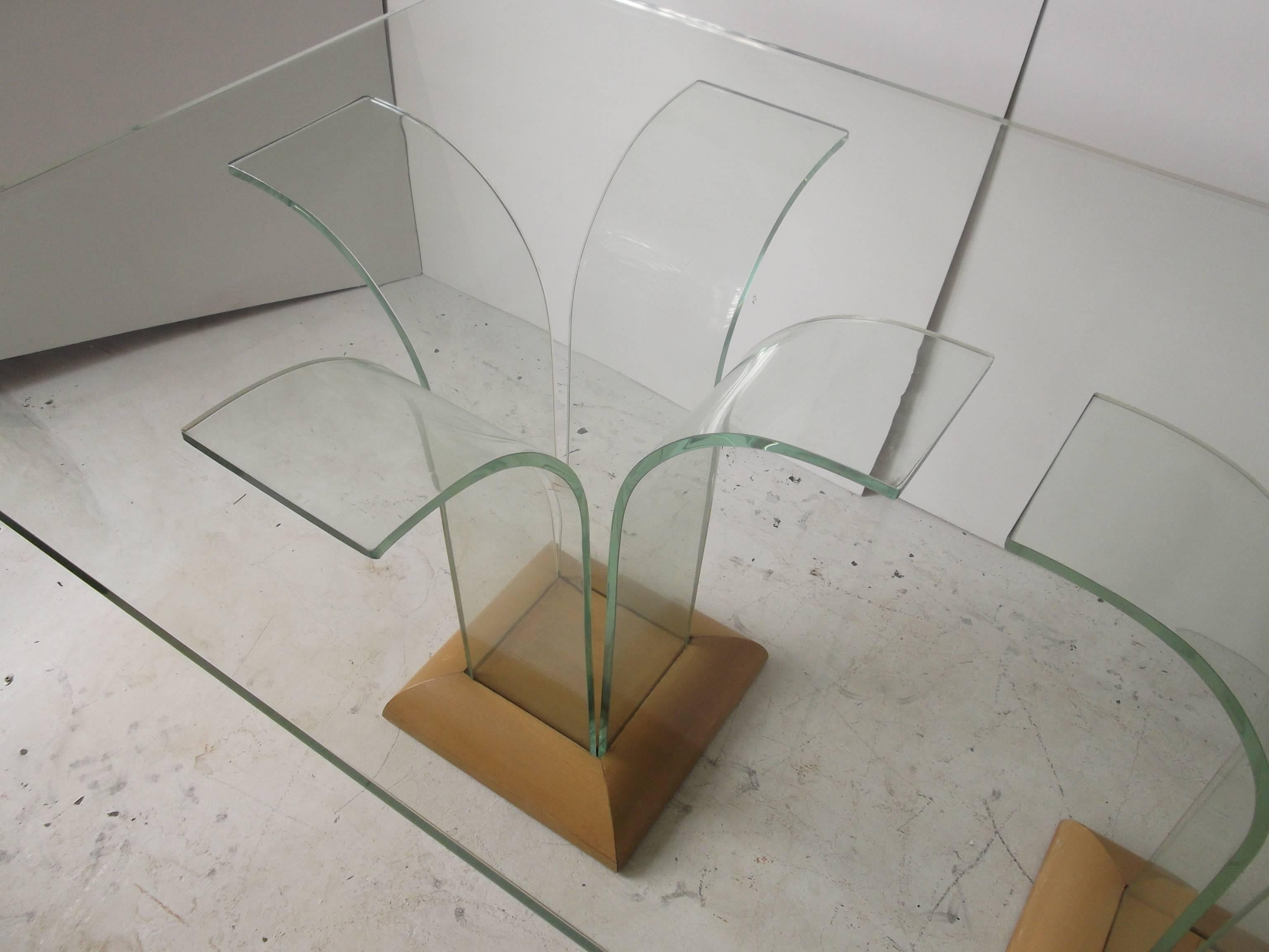 1940 Art Deco Bent Glass Dining Table by Ben Mildwoff for Modernage 1