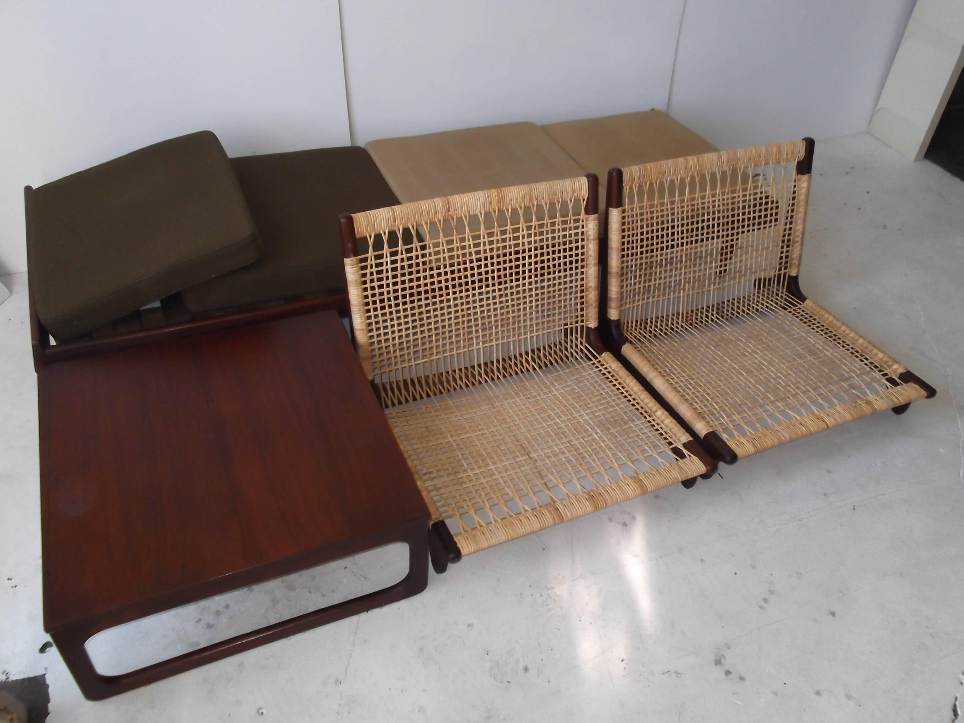 Upholstery Hans Olsen Danish Modern Modular Teak Sofa Bed