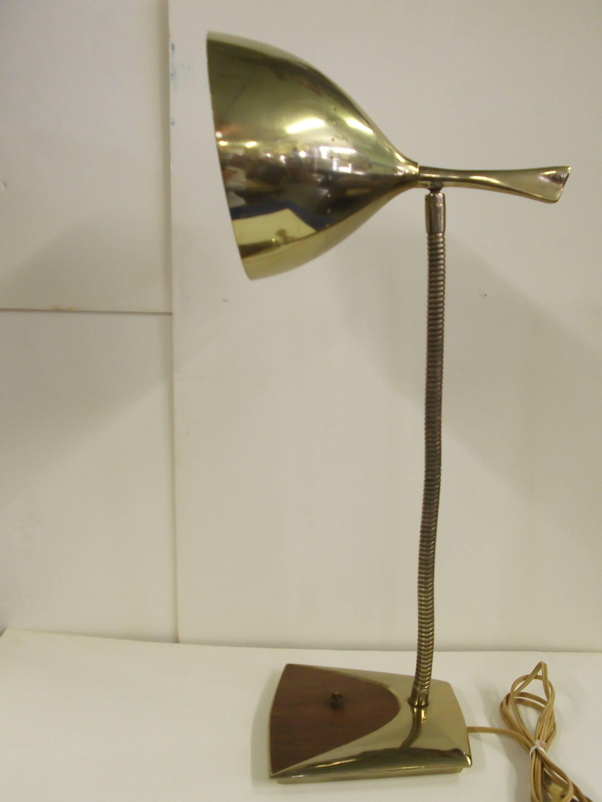 Laminated Brass Goose Neck Laurel Desk Lamp