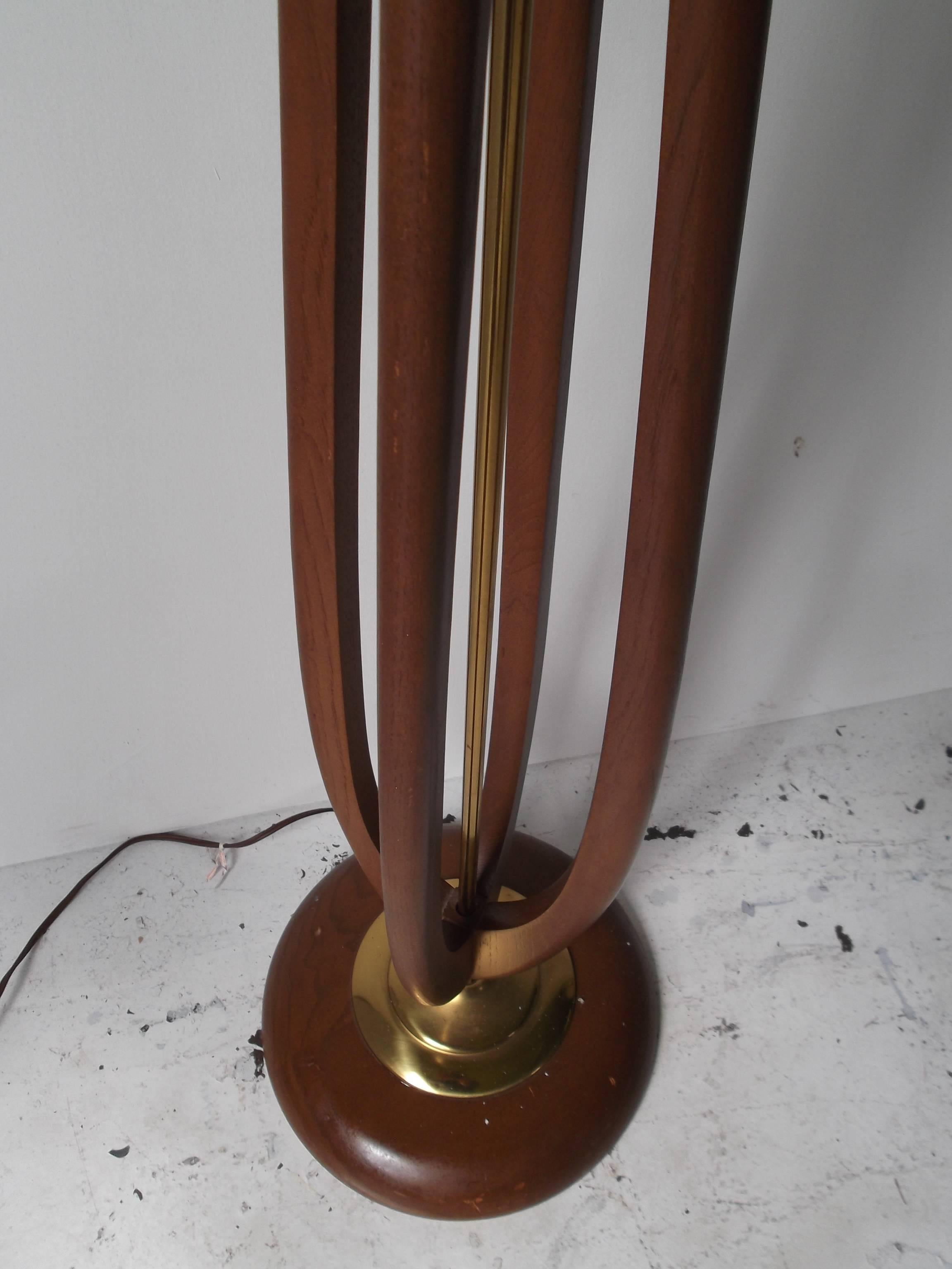 American Rembrandt Danish Modern Style Floor lamp with Wood Spines