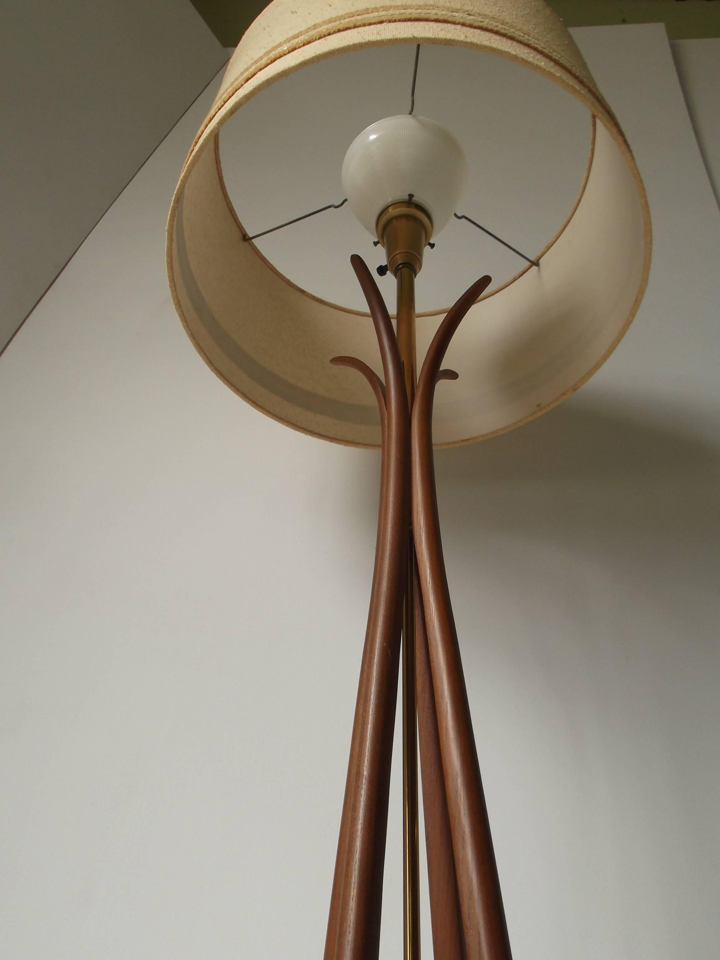 Rembrandt Danish Modern Style Floor lamp with Wood Spines In Good Condition In Tulsa, OK