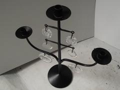 Erik Hoglund Mid-Century Swedish Iron Glass Candelabra Kosta Boda