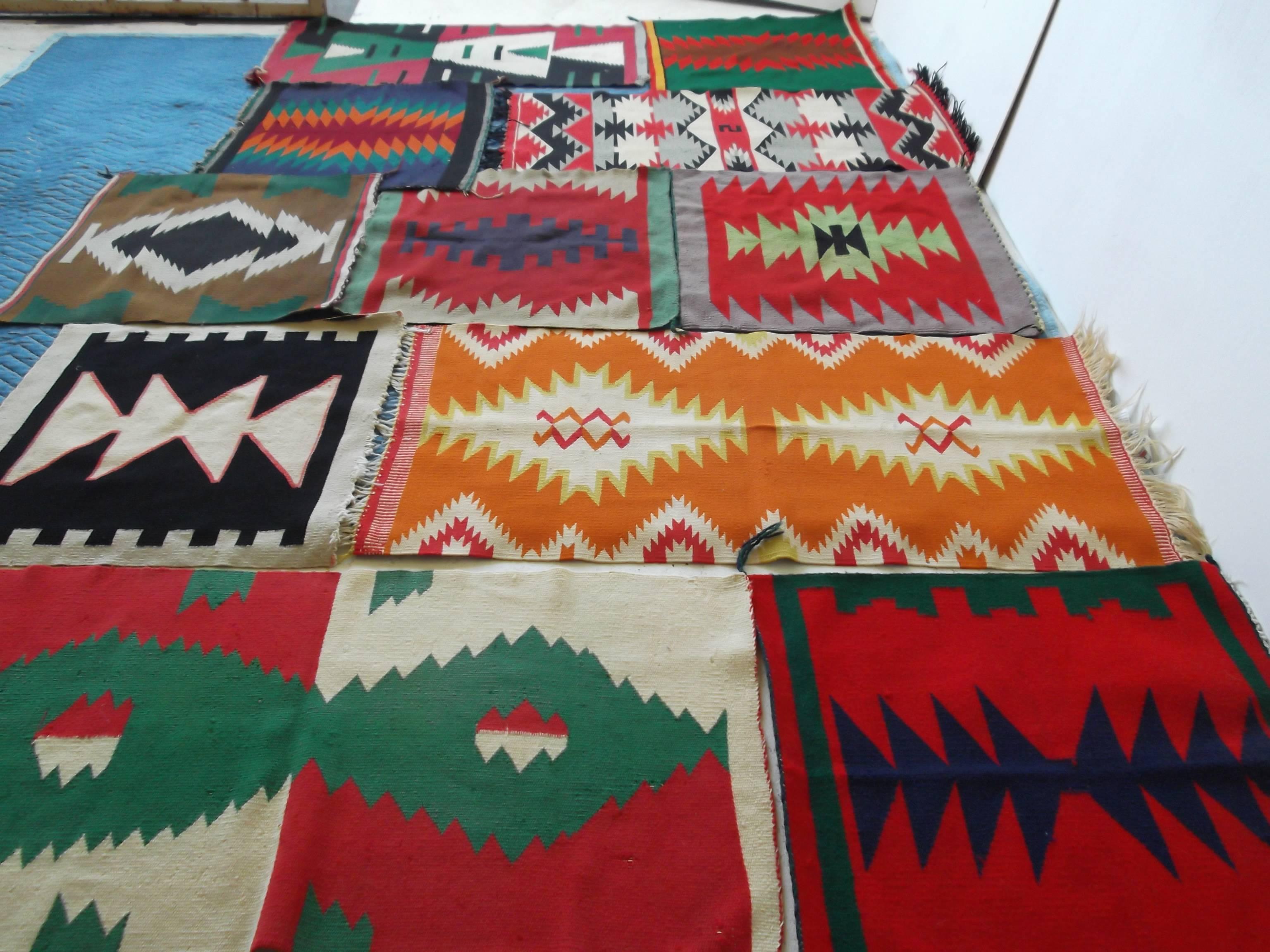 11 Antique Germantown Navajo Indian Sampler Rugs In Good Condition For Sale In Tulsa, OK