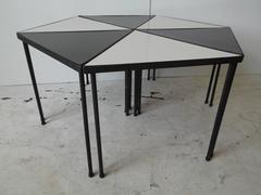 Set of Six Frederick Weinberg Iron Laminate Nesting Triangle Tables