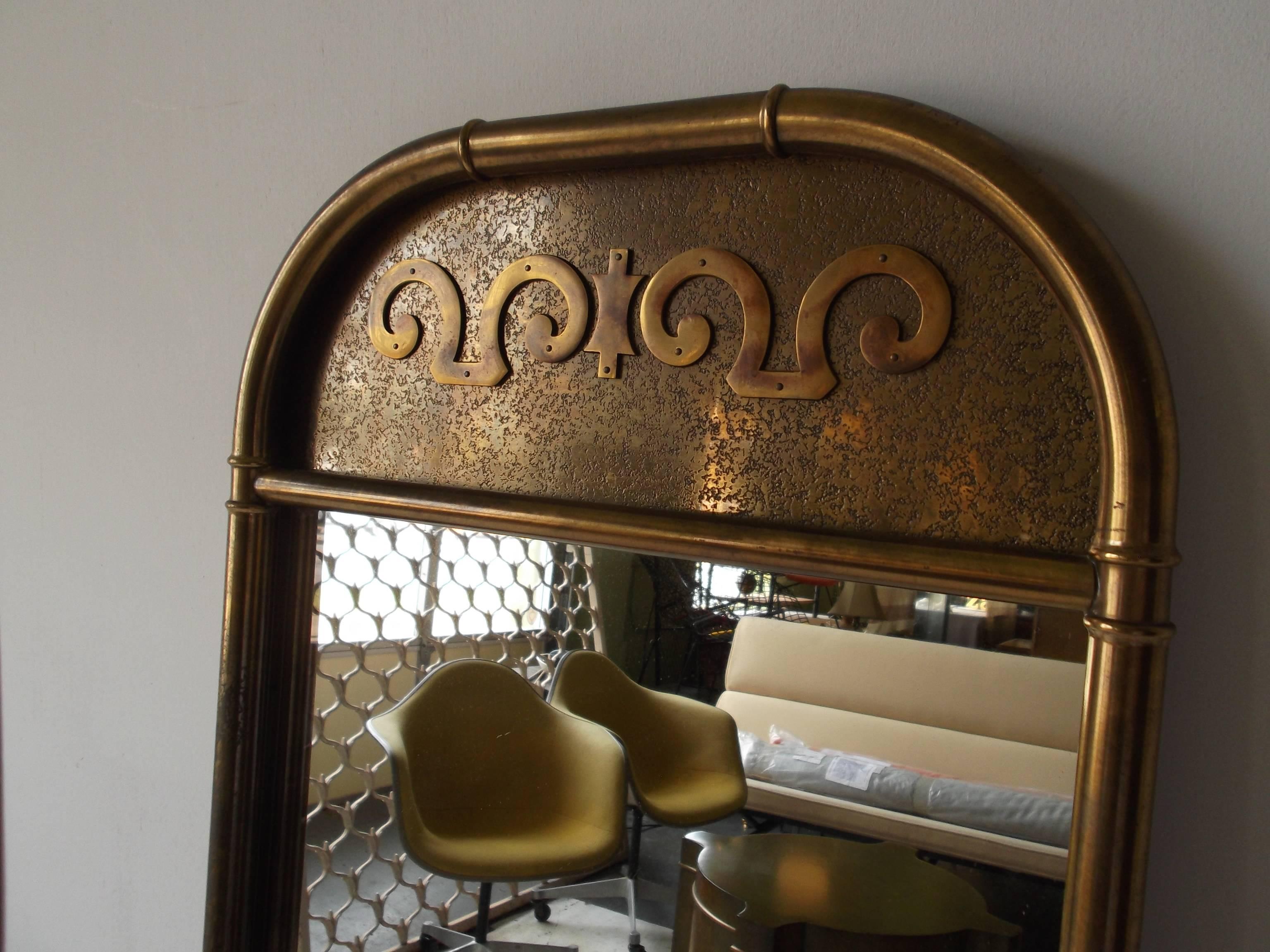 American Fantastic Mastercraft Oblong Etched Brass Full Length Mirror