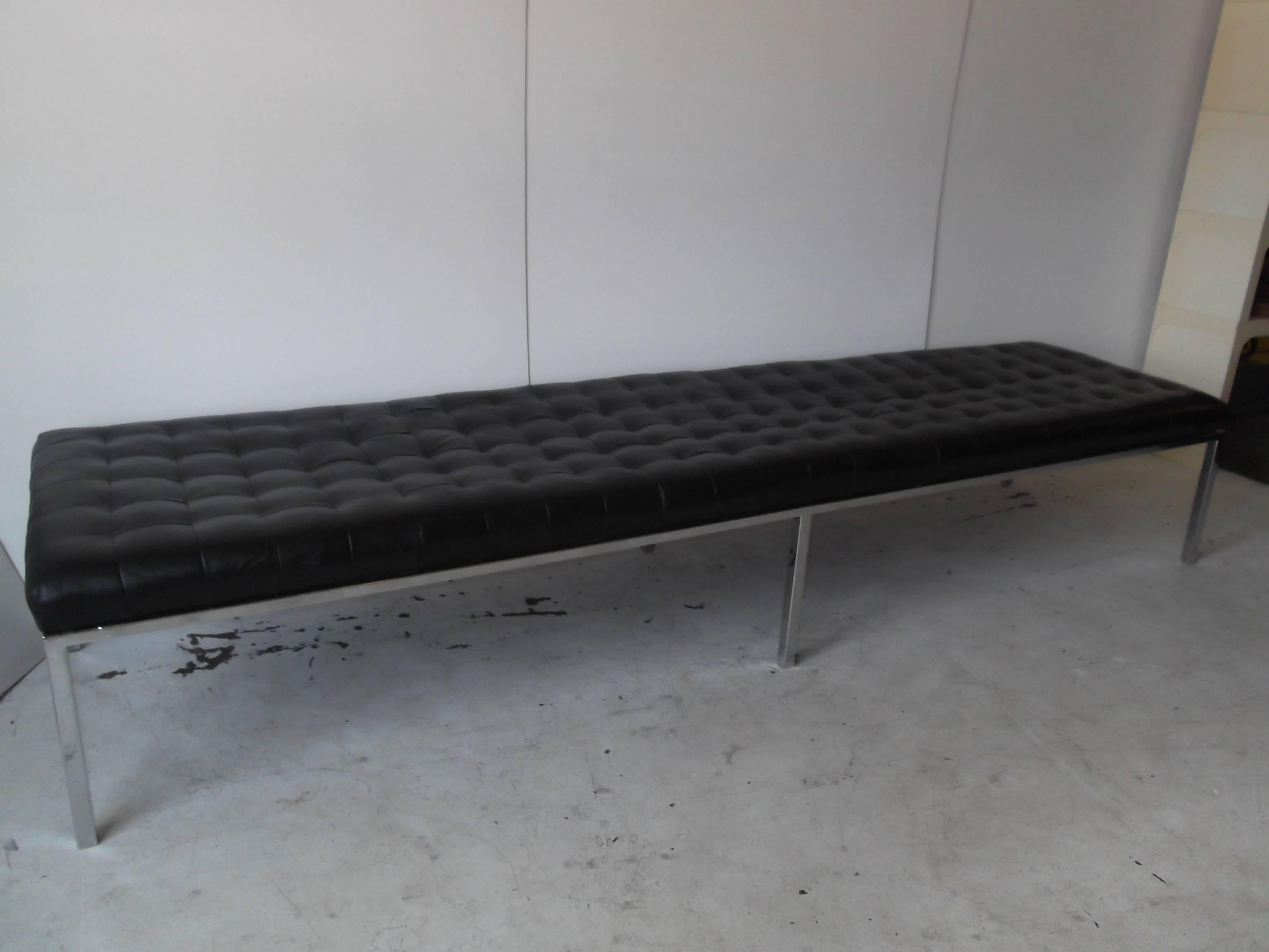 Huge Metropolitan Museum Leather Tufted Bench 4