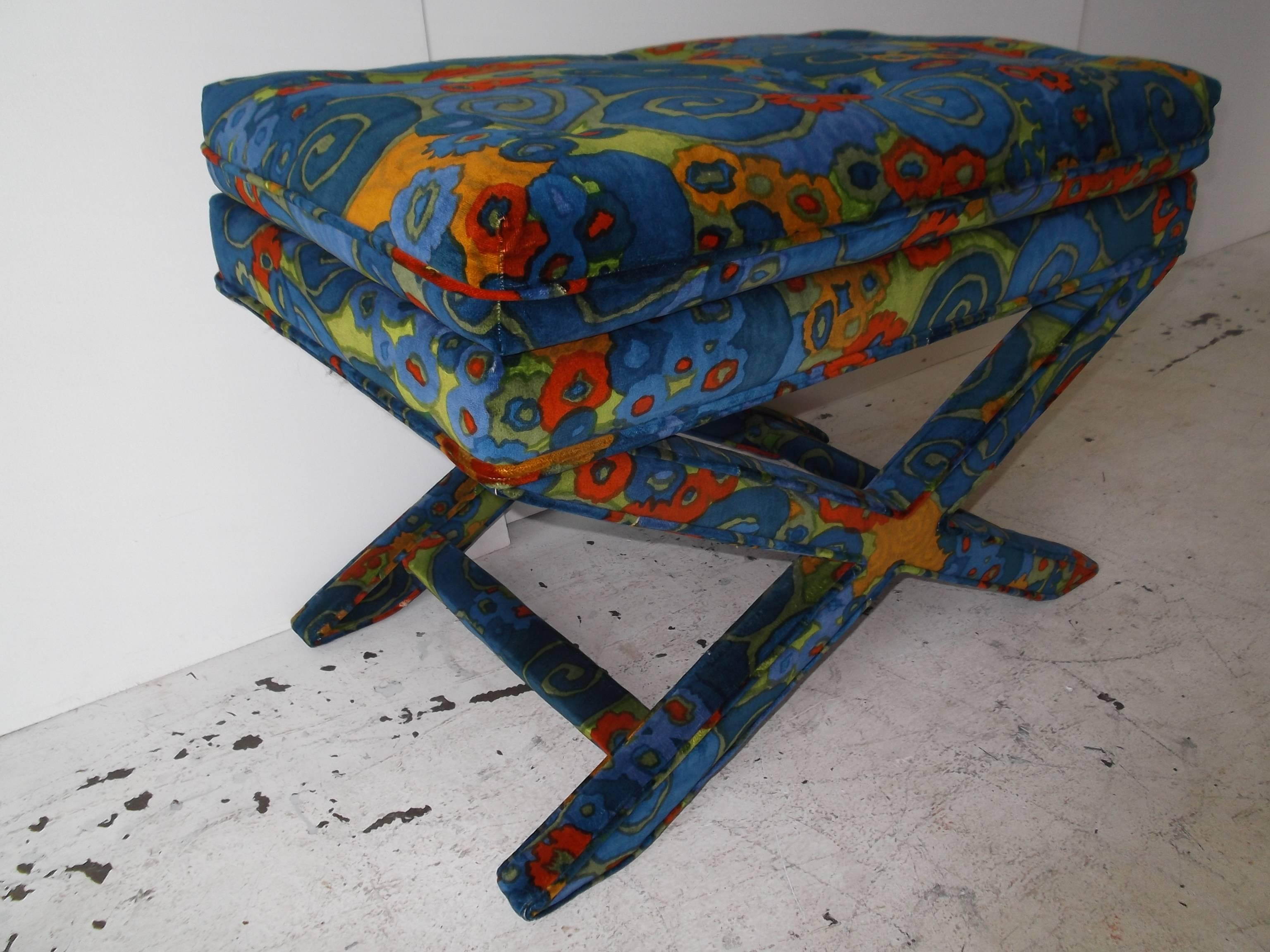 Late 20th Century Jack Lenor Larsen Samarkand X-Base Bench