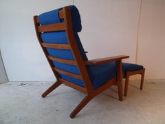 Hans Wegner Teak Lounge Chair with Ottoman for GETAMA