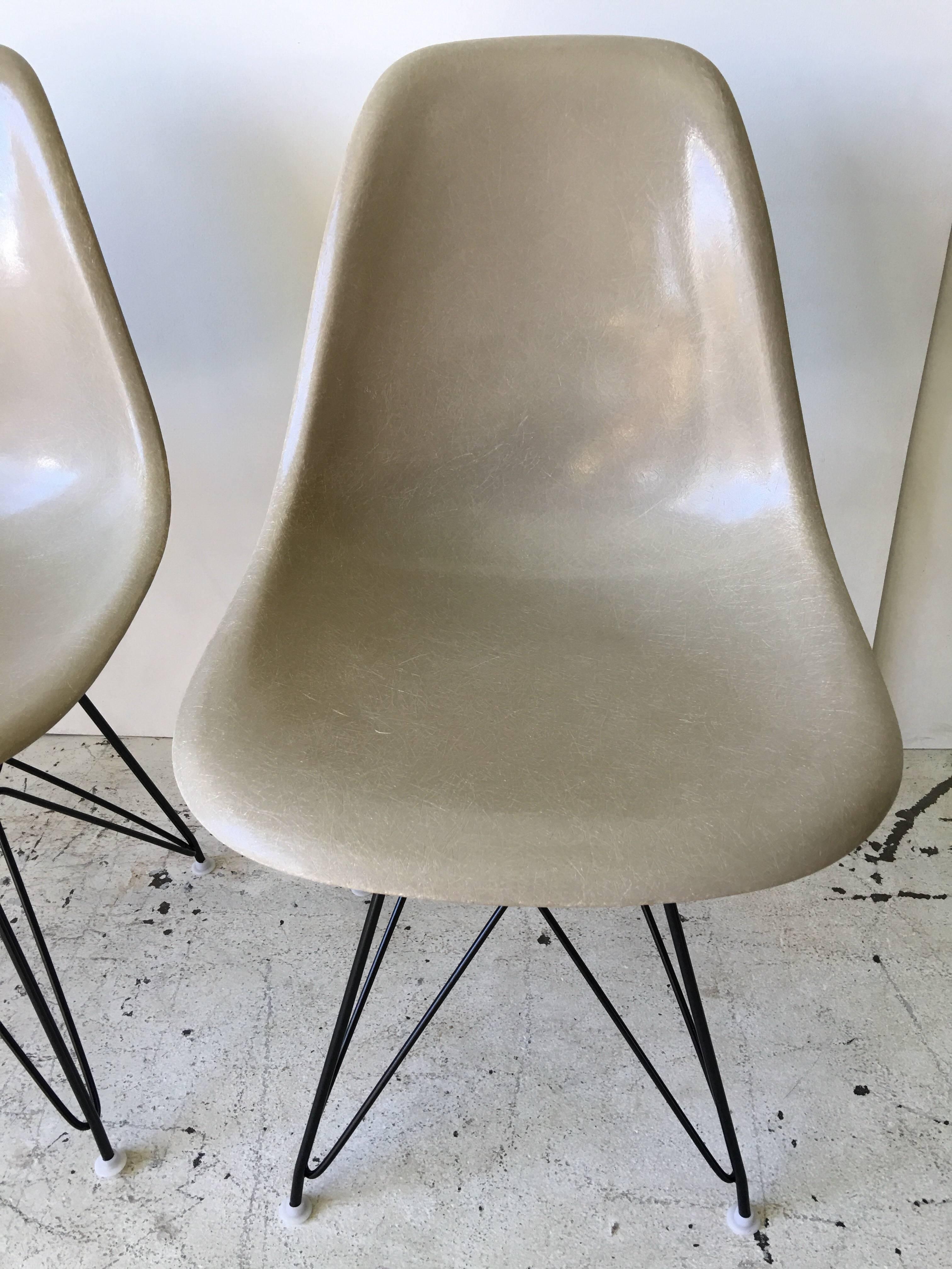 North American Charles Eames Set of Grey Fiberglass Eiffel Tower Base Chairs for Herman Miller