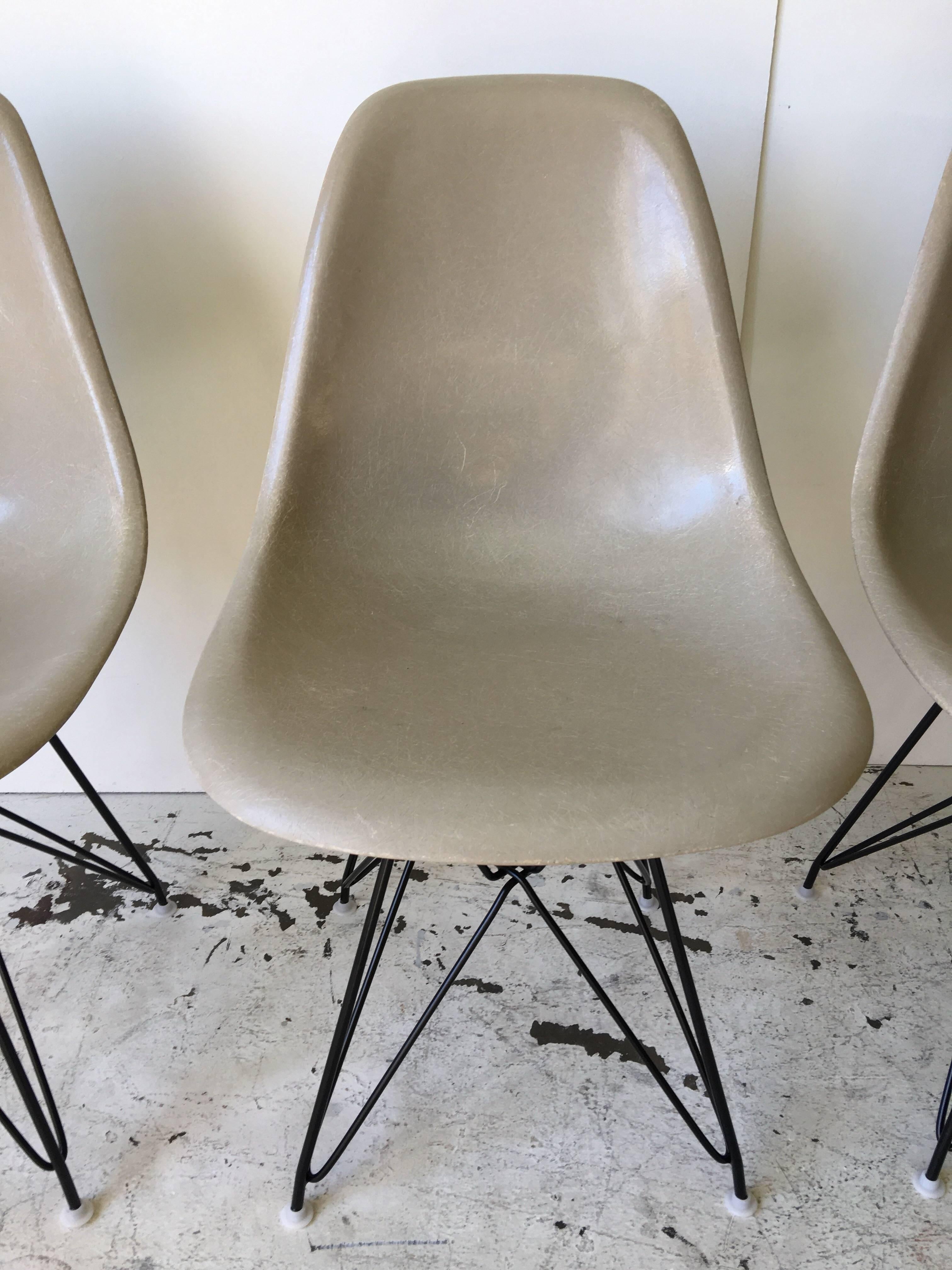 Charles Eames Set of Grey Fiberglass Eiffel Tower Base Chairs for Herman Miller 2