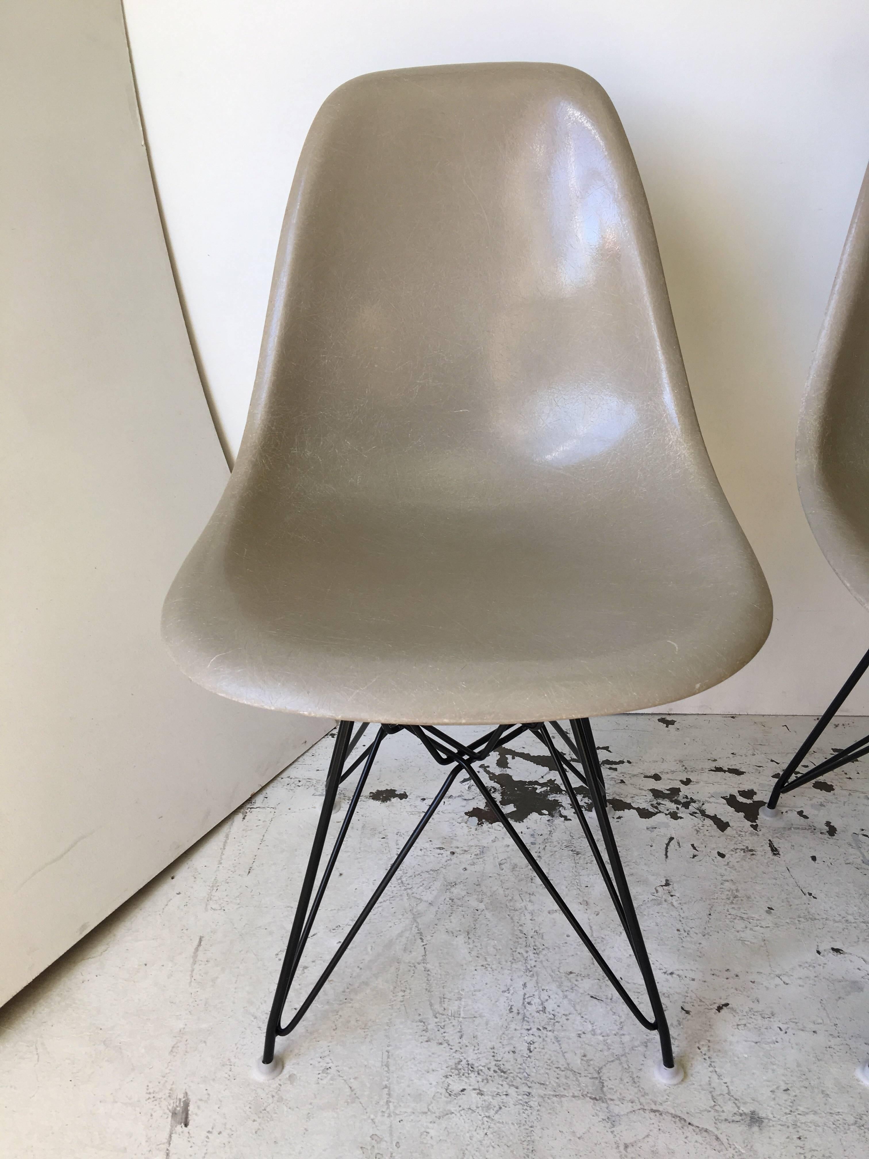 Charles Eames Set of Grey Fiberglass Eiffel Tower Base Chairs for Herman Miller 3