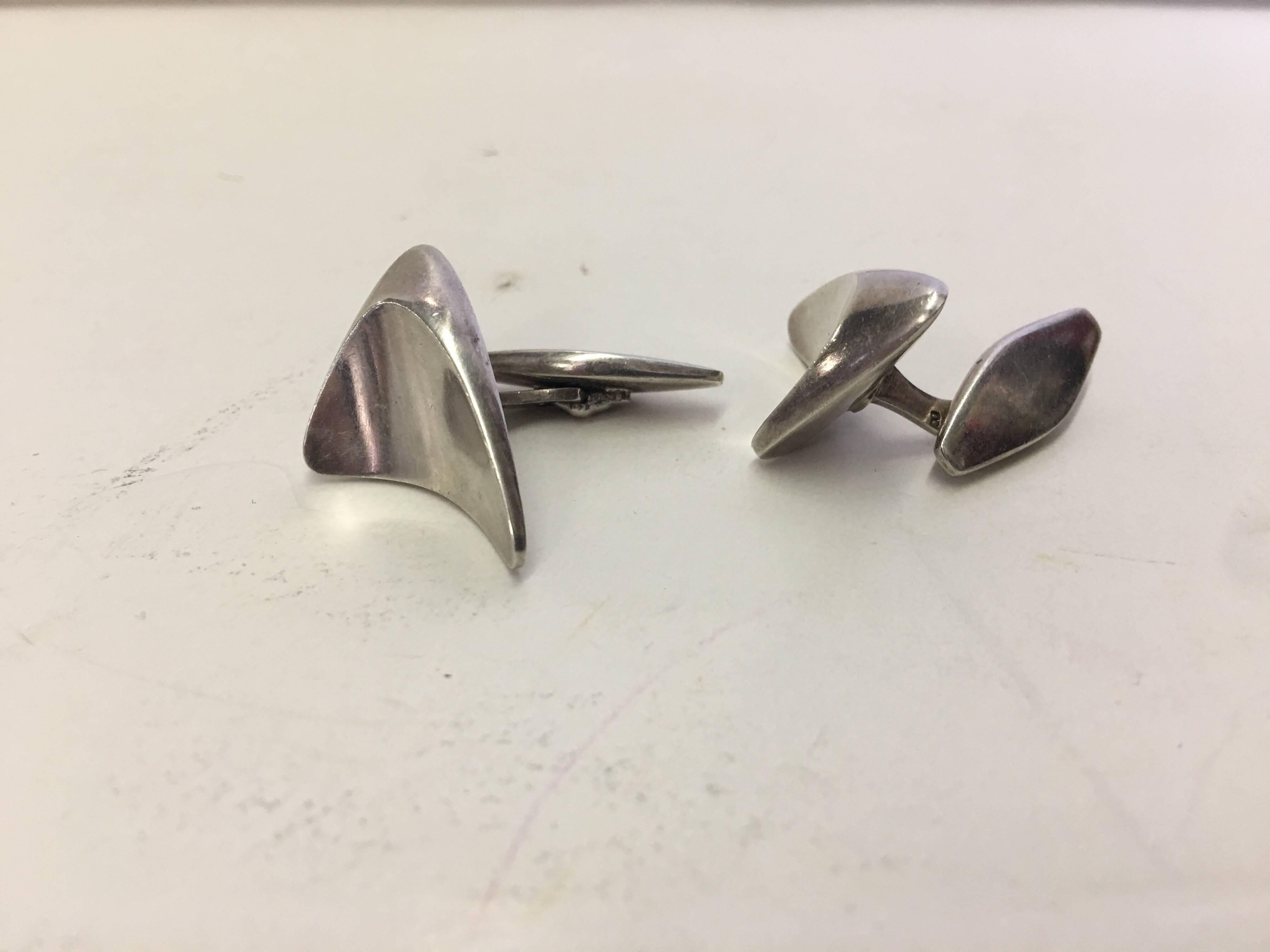 Mid-Century Modern Georg Jensen Henning Koppel Modernist Cufflinks For Sale