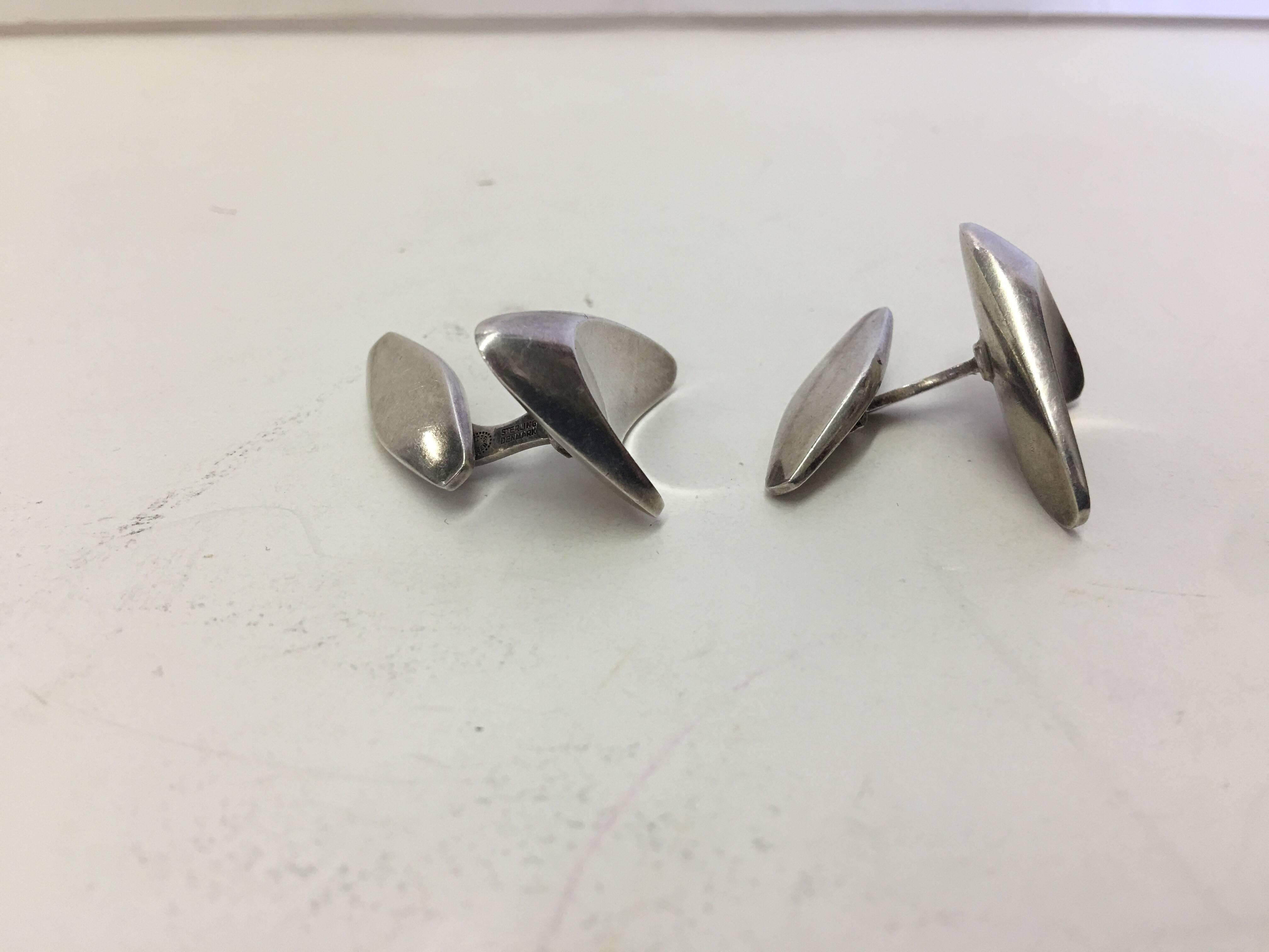 Georg Jensen Henning Koppel Modernist Cufflinks In Good Condition For Sale In Tulsa, OK