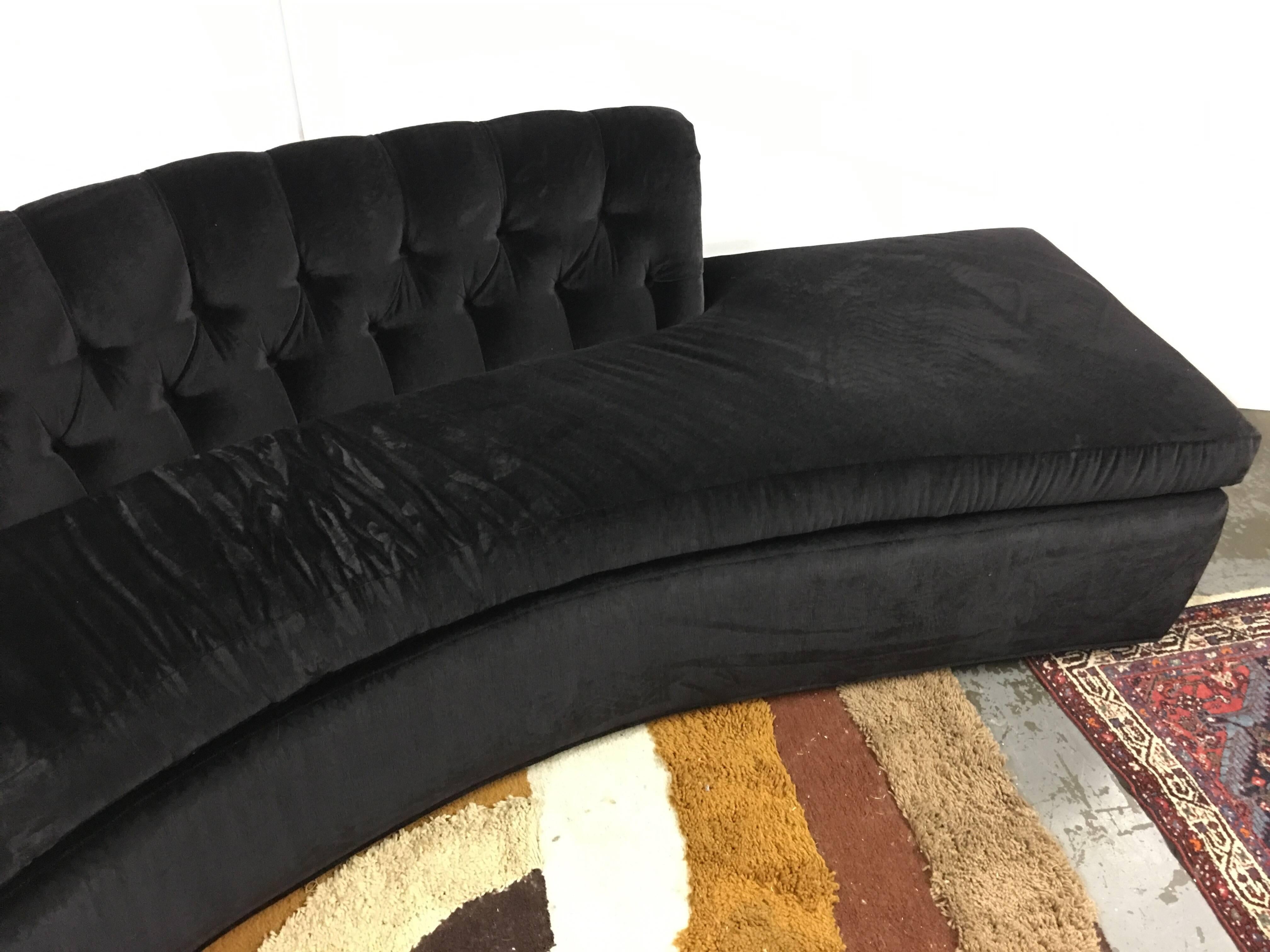 Vintage Curved Sofa Redone in Kelly Wearstler Black Mohair 3