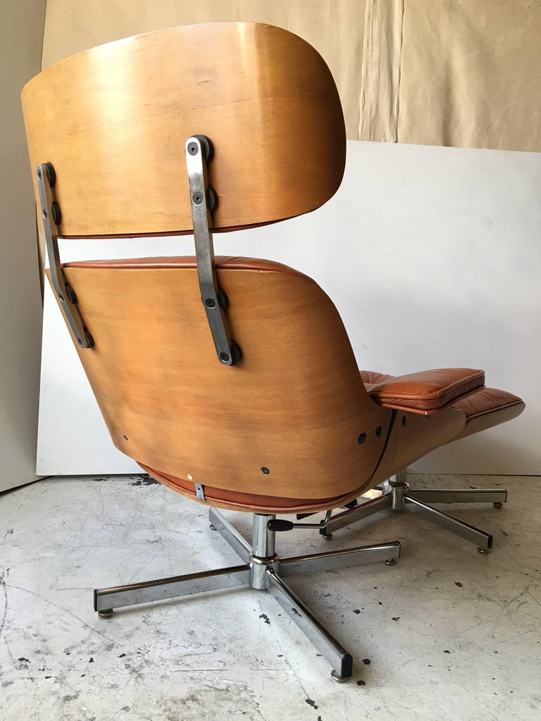 Vintage Italian Eames Style Lounge Chair Ottoman Set in ...