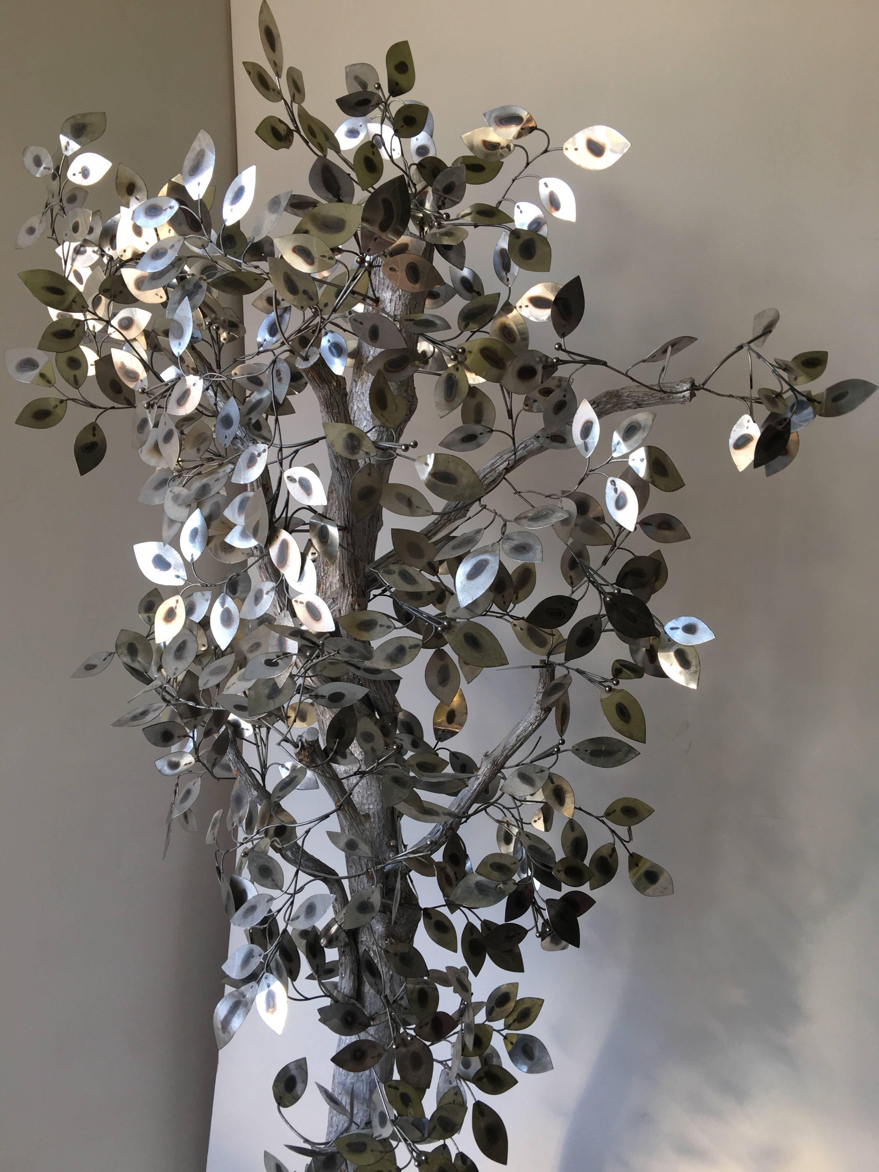 Curtis Jere Silver Raindrops Tree Sculpture In Good Condition For Sale In Tulsa, OK