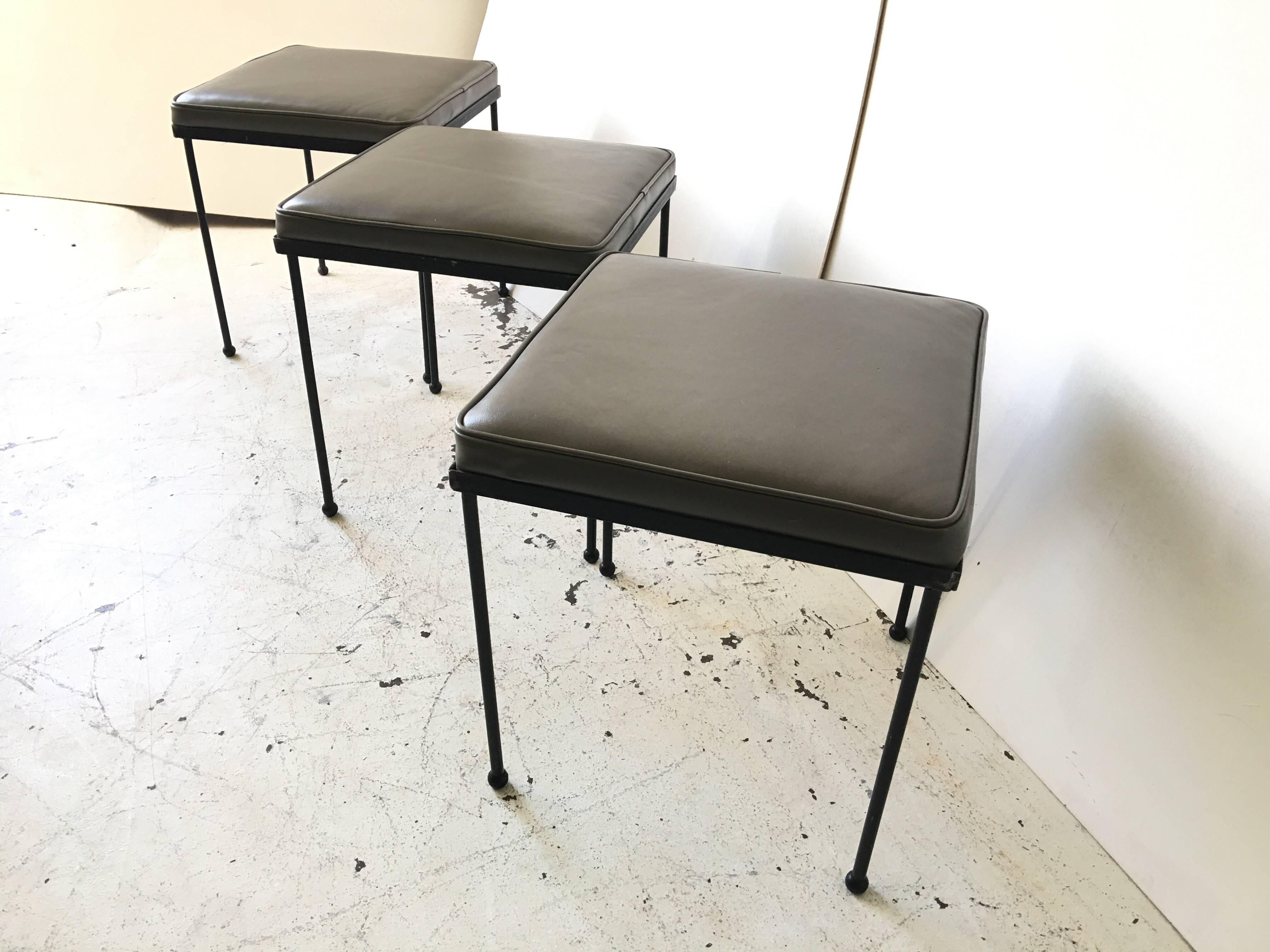 Frederick Weinberg Set of Iron Stools In Fair Condition In Tulsa, OK