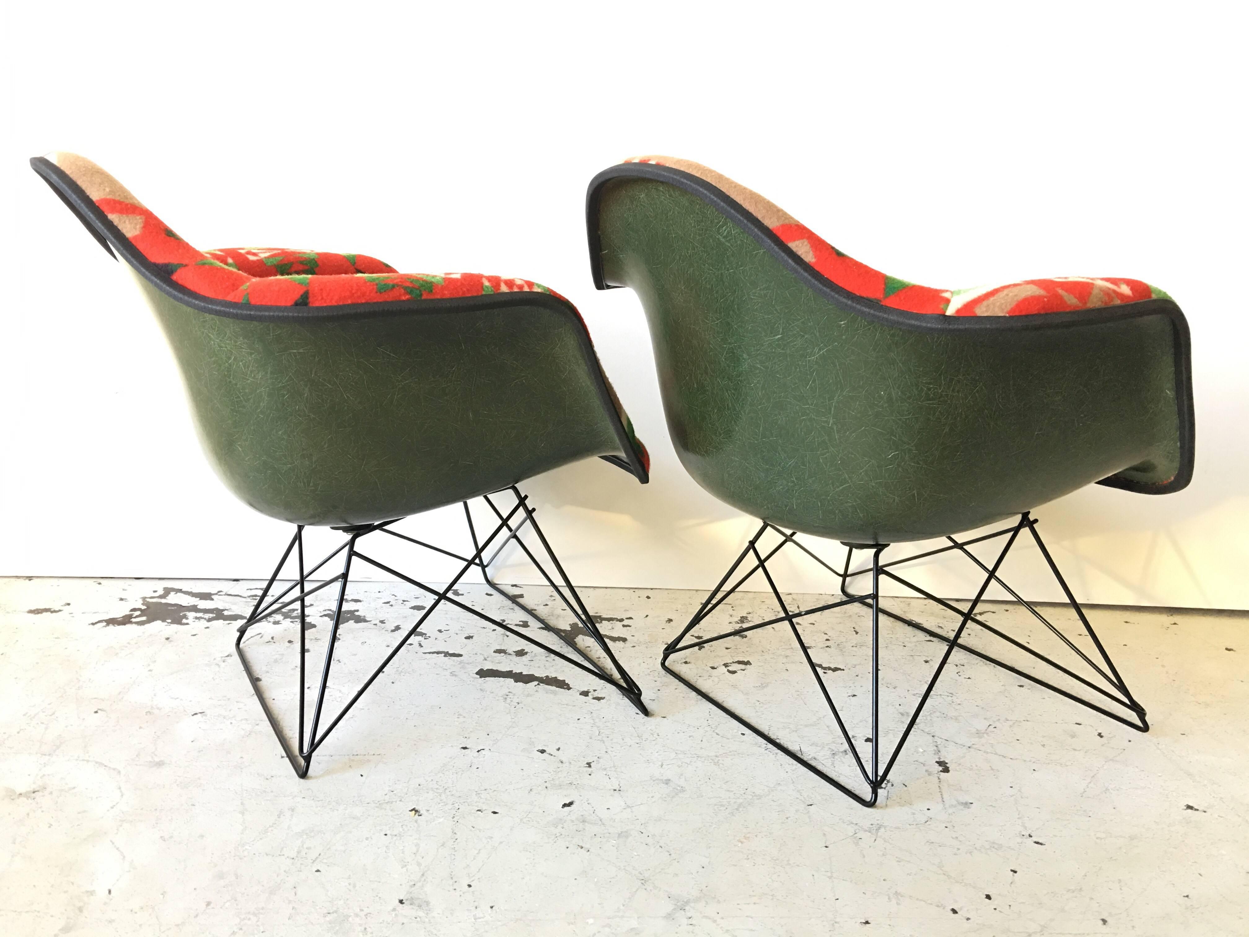 Vintage Eames Pendleton Wool Blanket Low Lounge Chairs 2