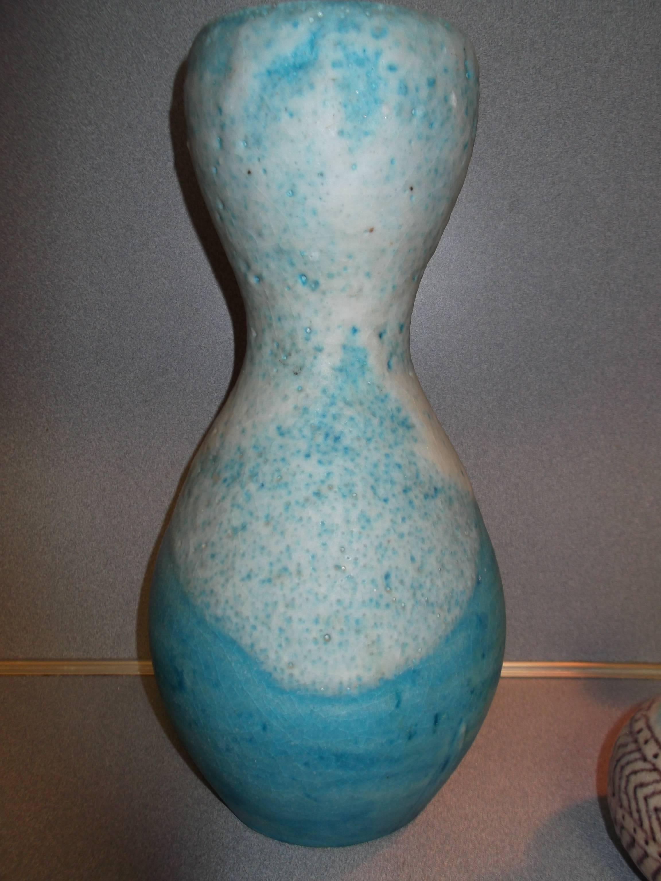 Glazed Pair of Italian Pottery Guido Gambone Donkey Mark Lava Glaze Vases