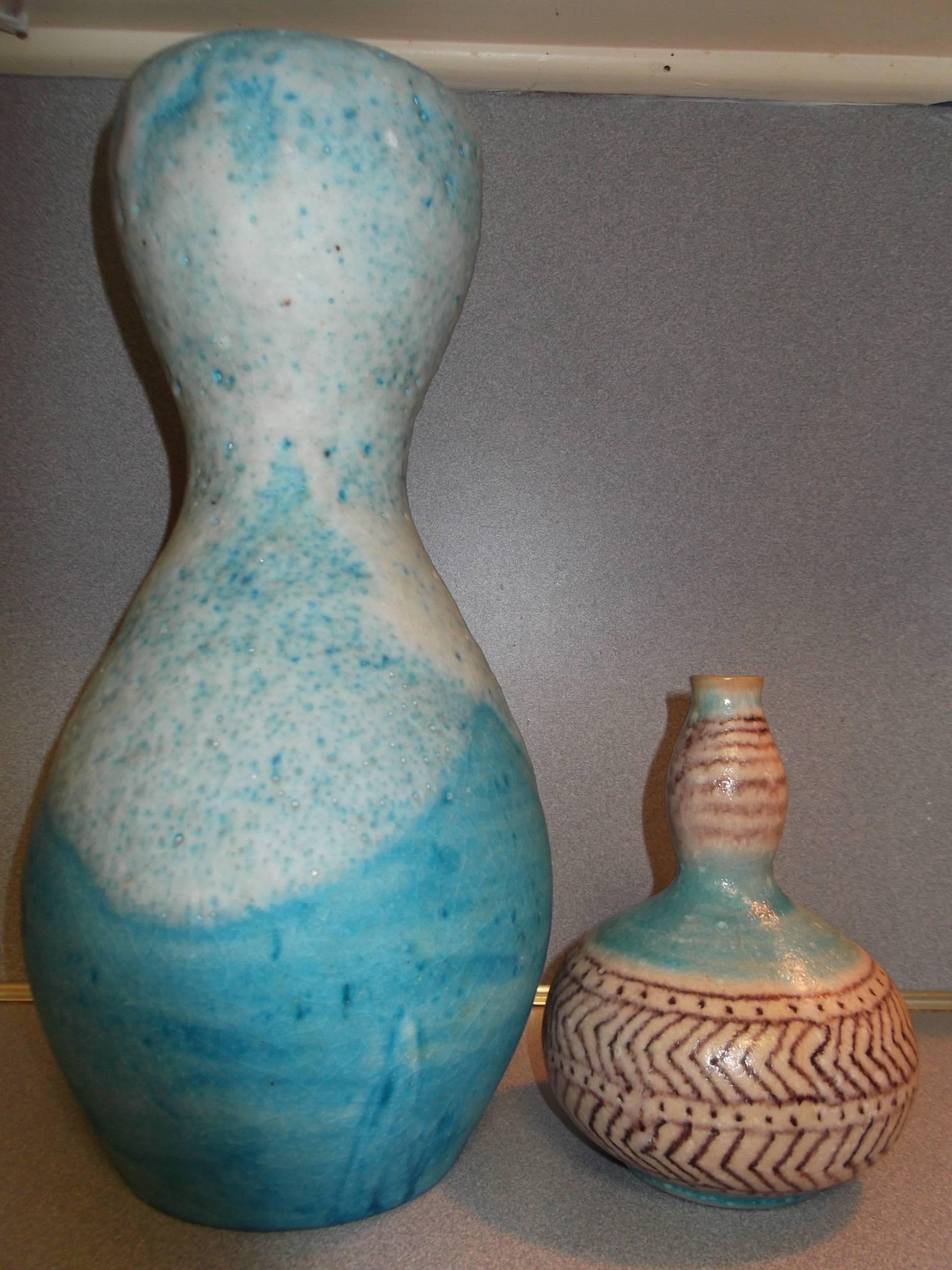 Pair of Italian Pottery Guido Gambone Donkey Mark Lava Glaze Vases 3