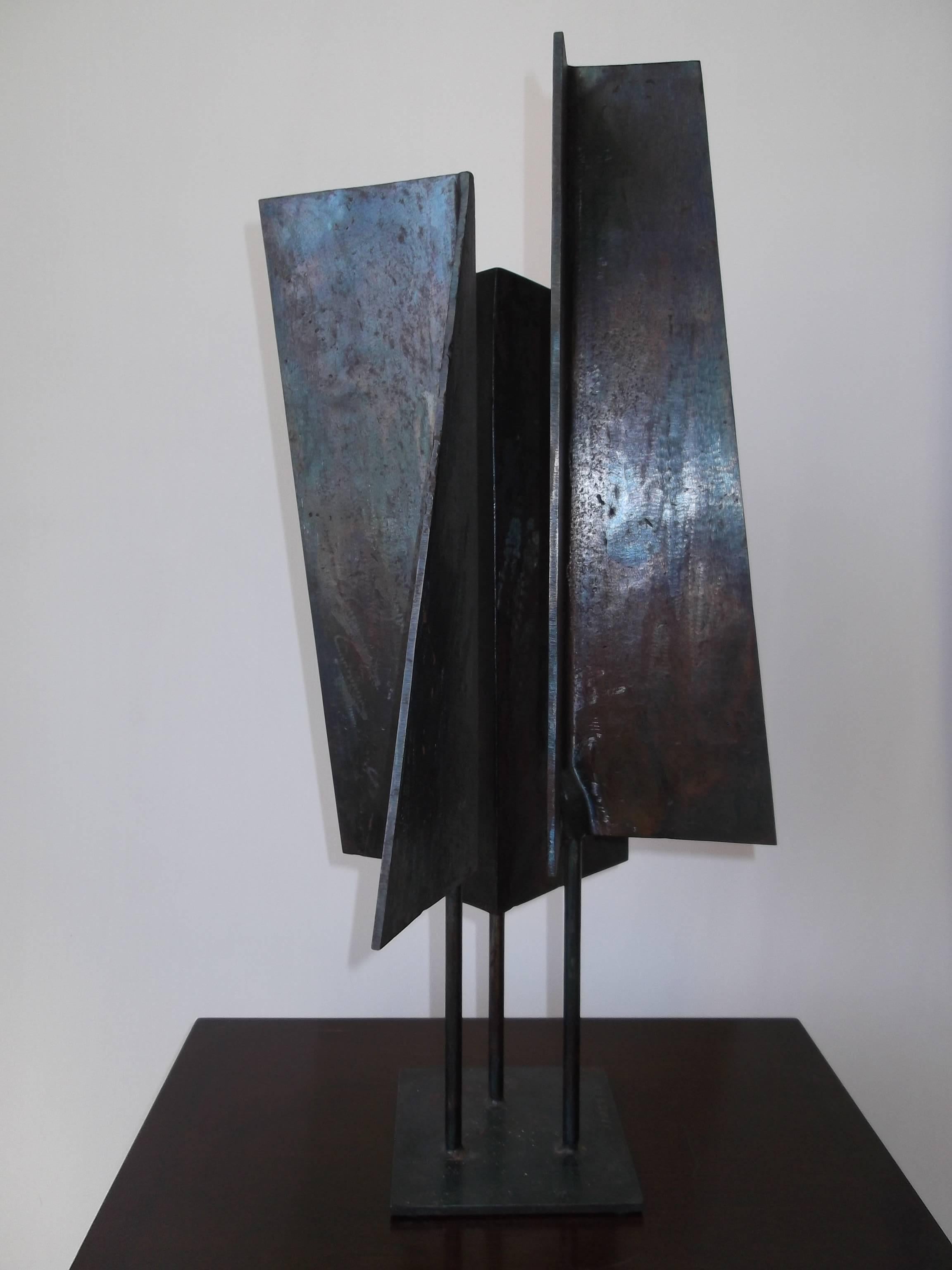 Mid-Century Modern 1963 Abstract Welded Steel Triad I Sculpture by J. Jay McVicker For Sale