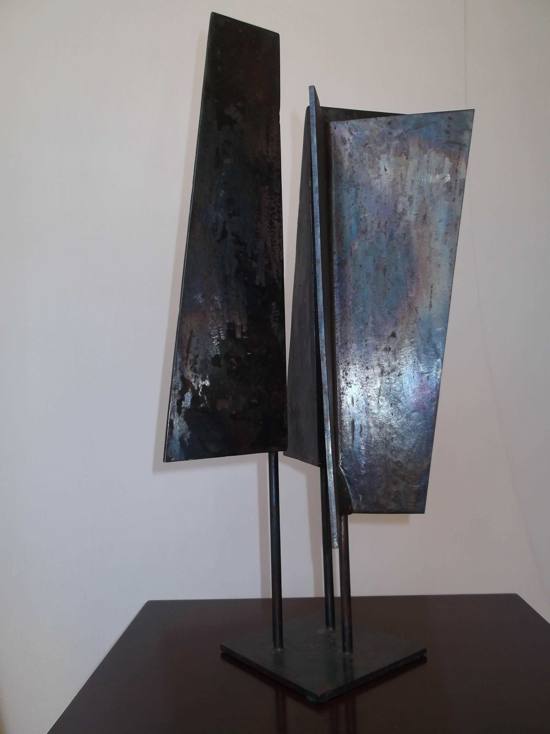 20th Century 1963 Abstract Welded Steel Triad I Sculpture by J. Jay McVicker For Sale