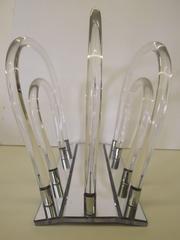 Dorothy Thorpe Chrome Mirror Lucite Magazine Rack