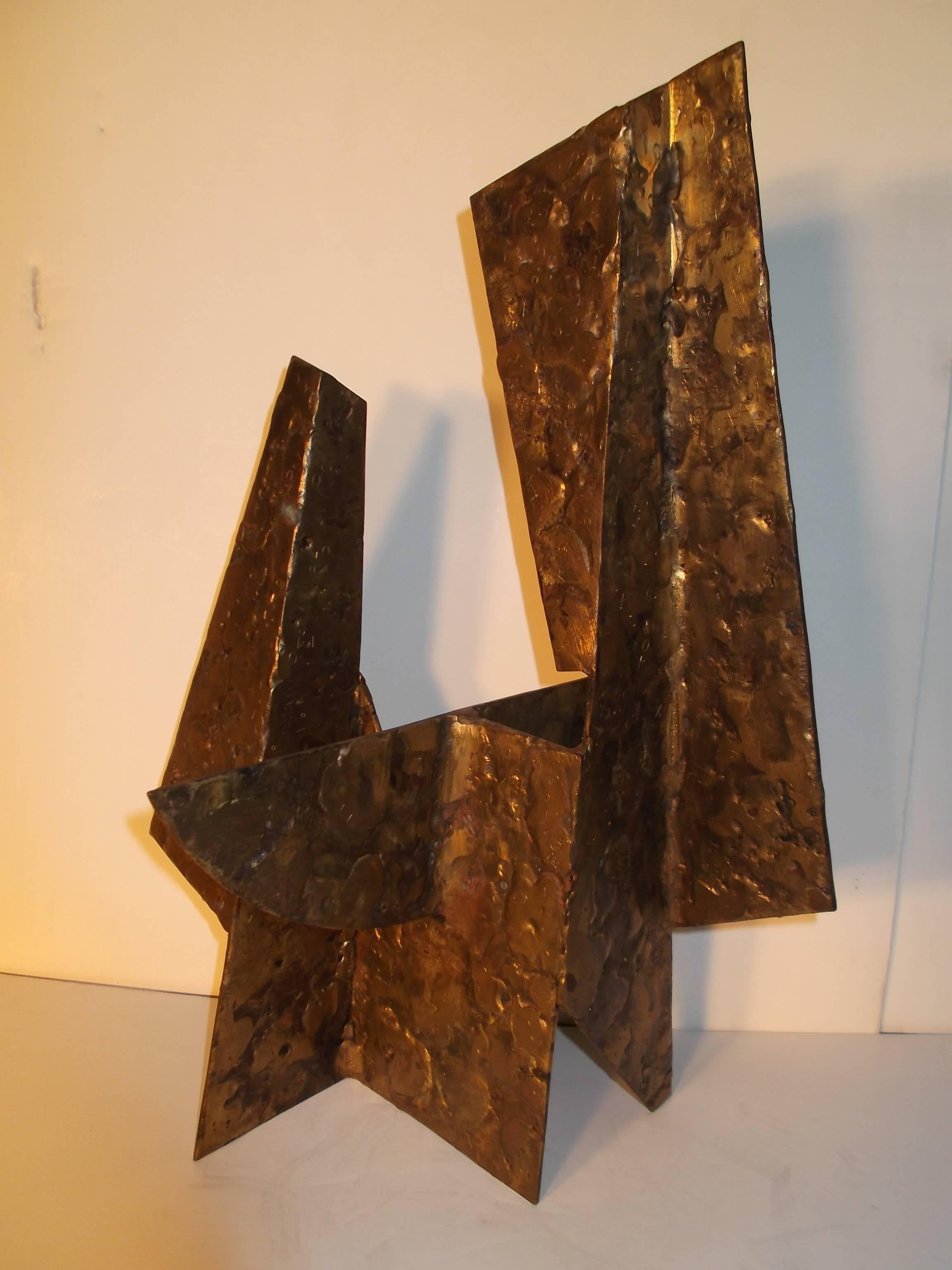 American Jay McVicker Modern Art Abstract Bronzed Steel Sculpture For Sale