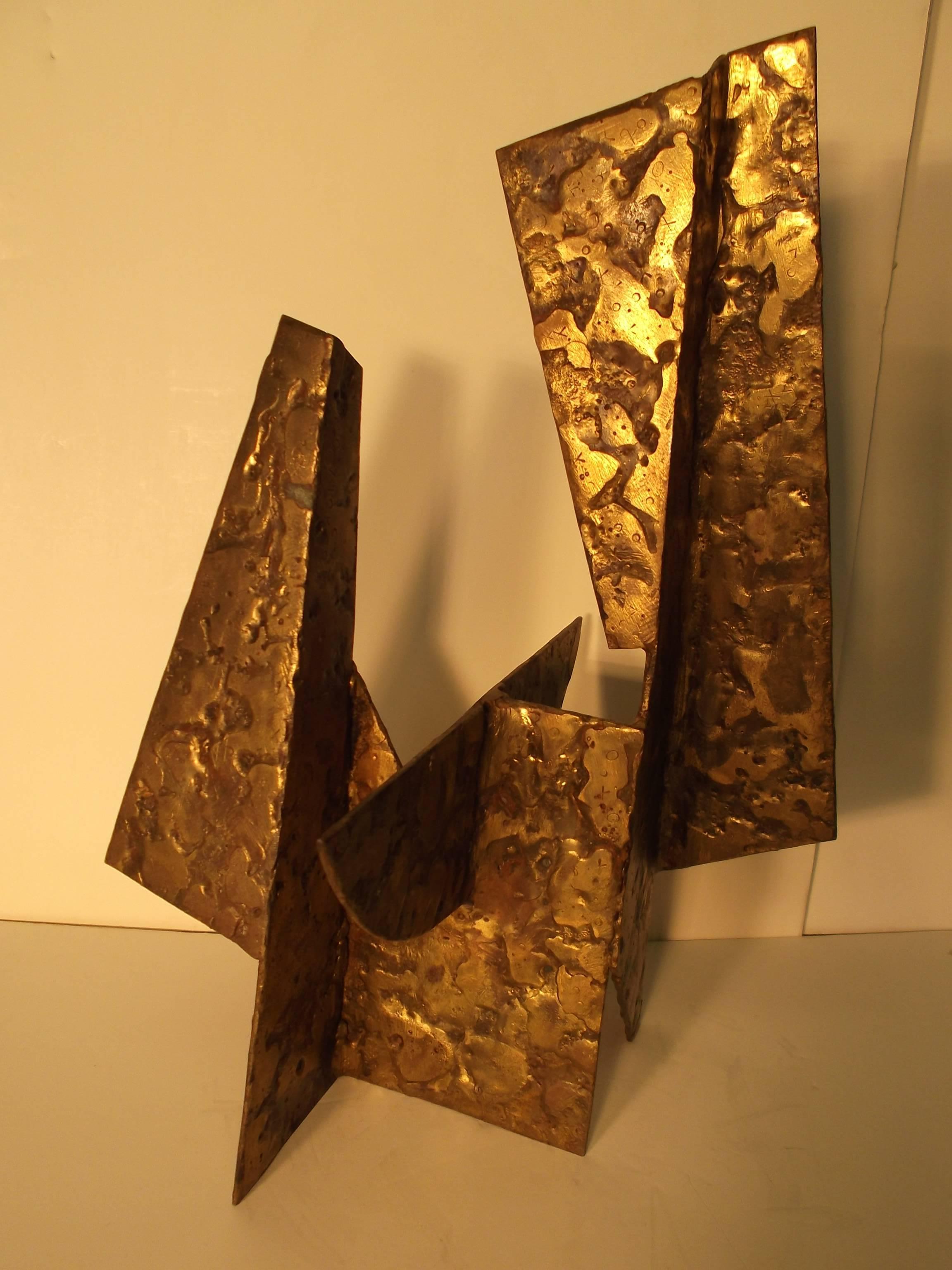 20th Century Jay McVicker Modern Art Abstract Bronzed Steel Sculpture For Sale