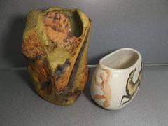 Pair of Cubist Constructed Marcello Fantoni Italian Pottery Vases