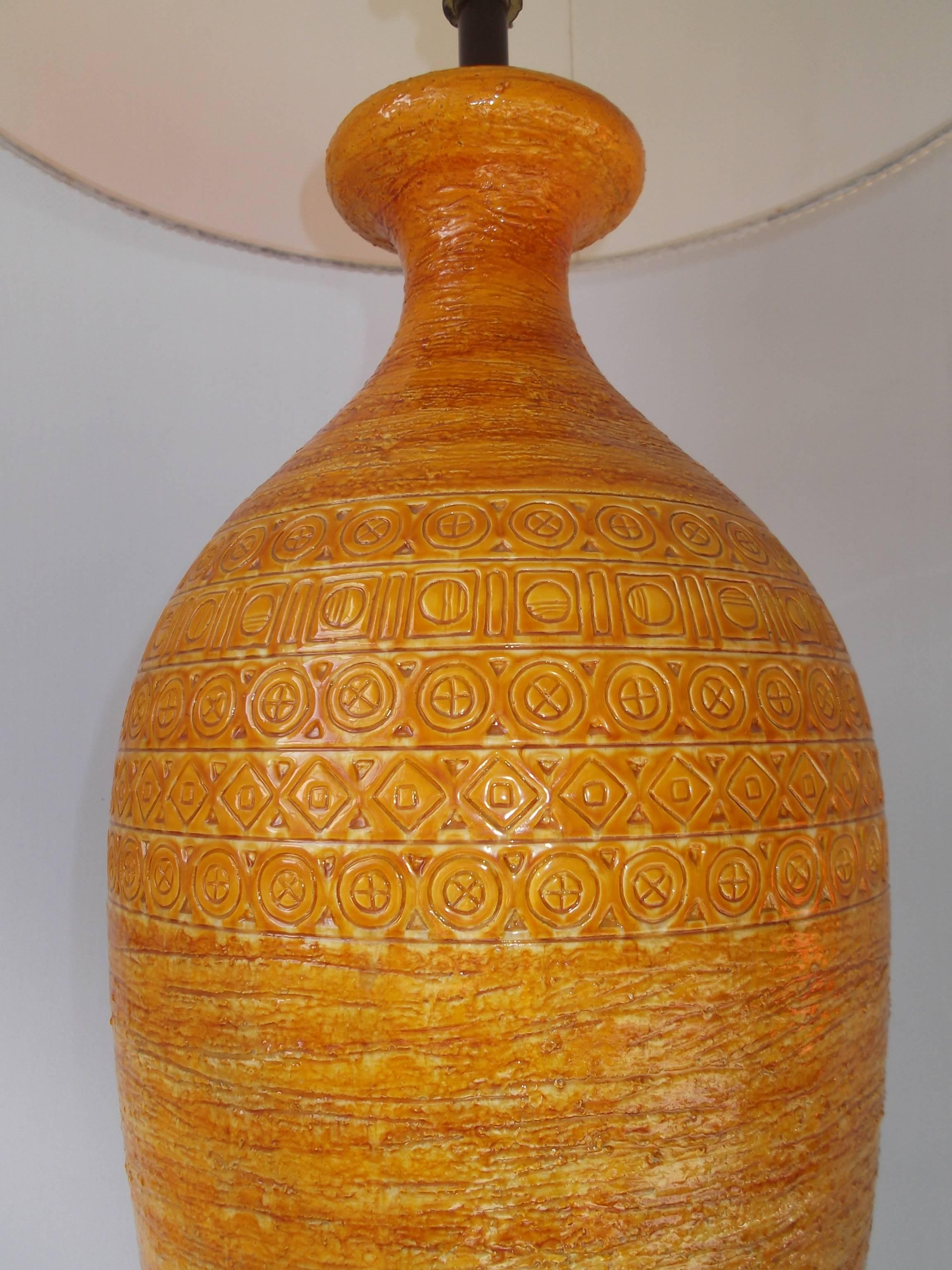Mid-Century Modern Bitossi for Raymor 1950s Tall Italian Pottery Table Lamp