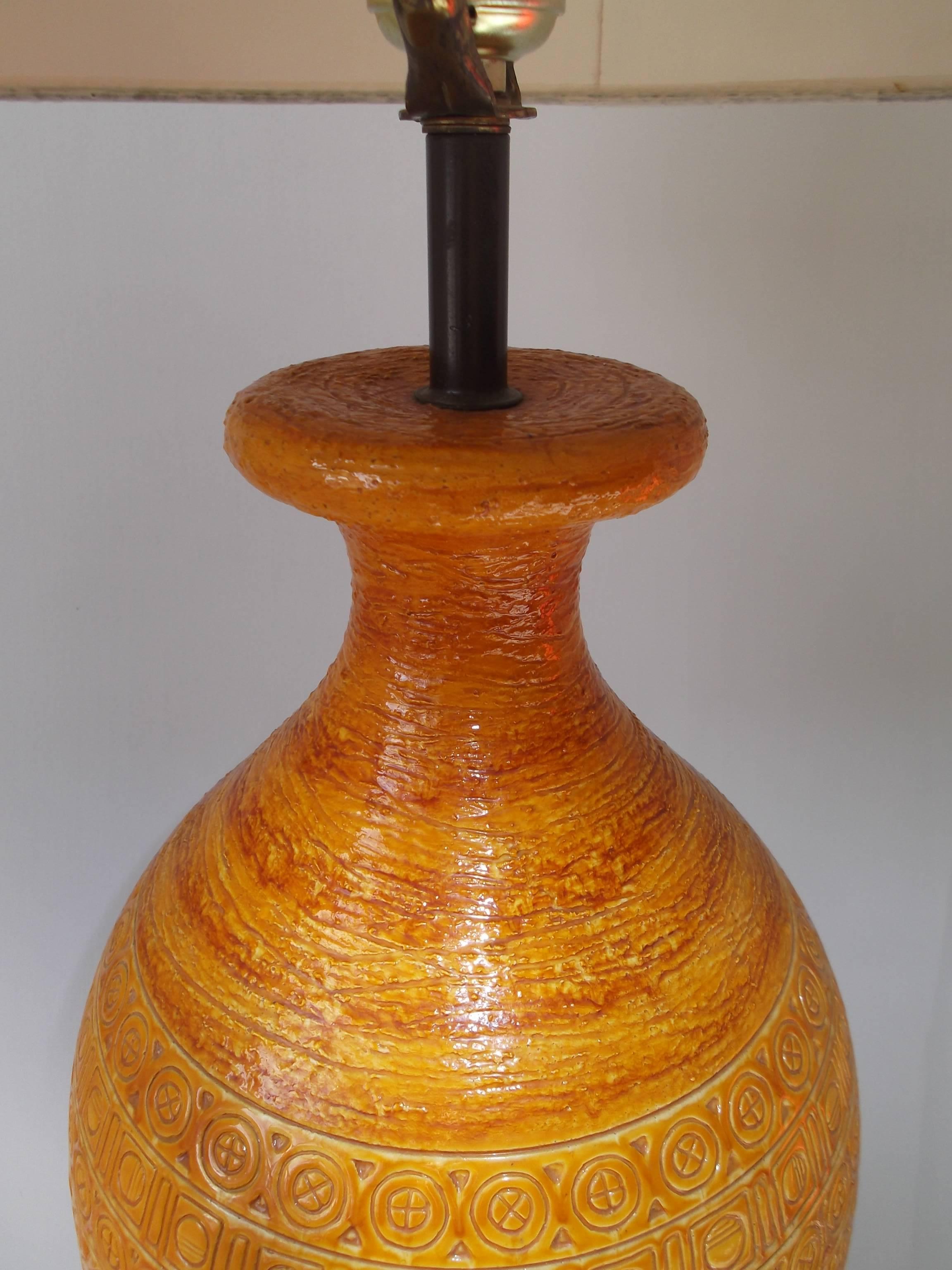 Glazed Bitossi for Raymor 1950s Tall Italian Pottery Table Lamp
