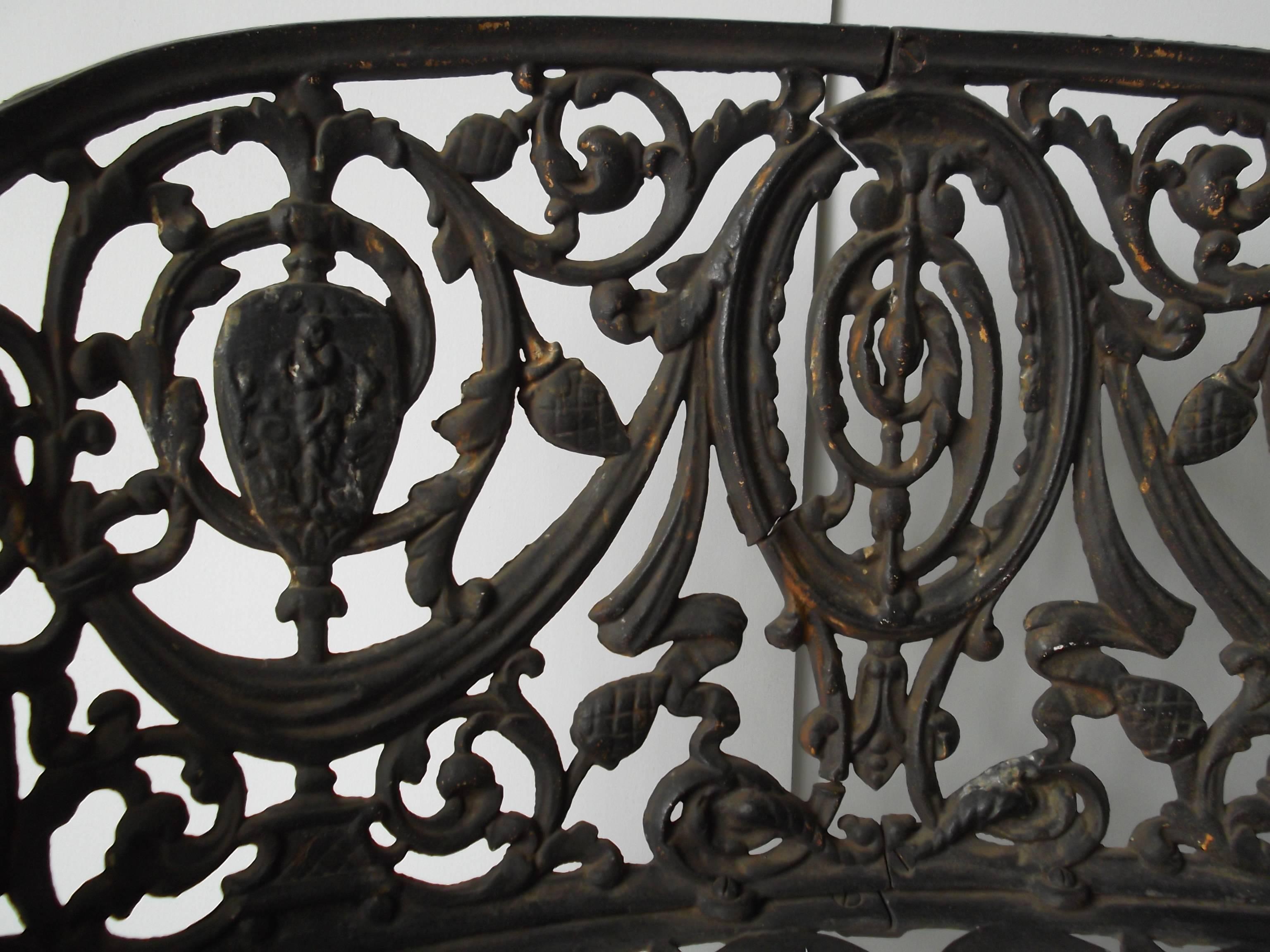 Pair of Antique Ornate Cast Iron Diminutive Garden Bench Seats 1