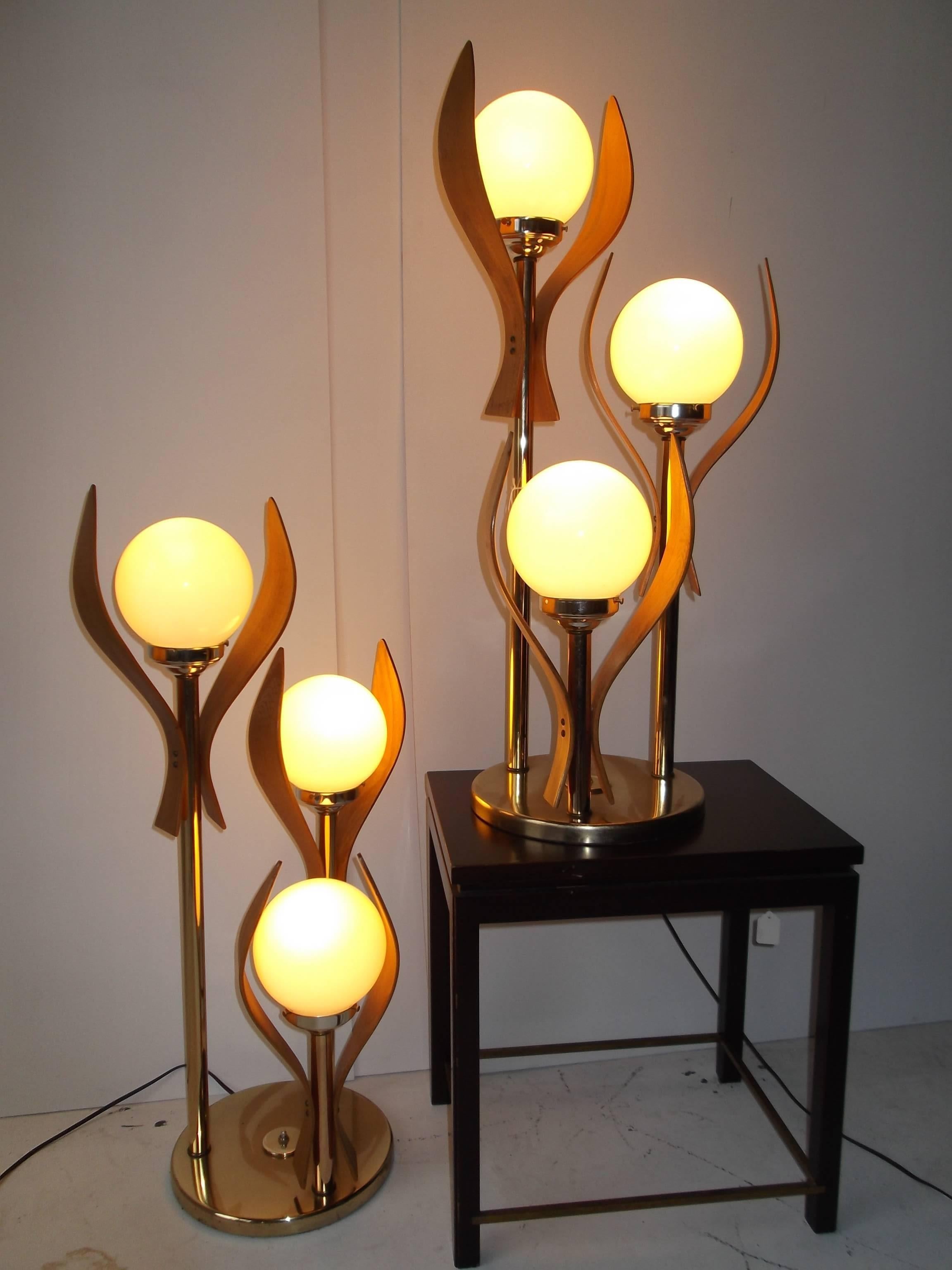 American Bentwood Glass Globe Table Lamps For Sale