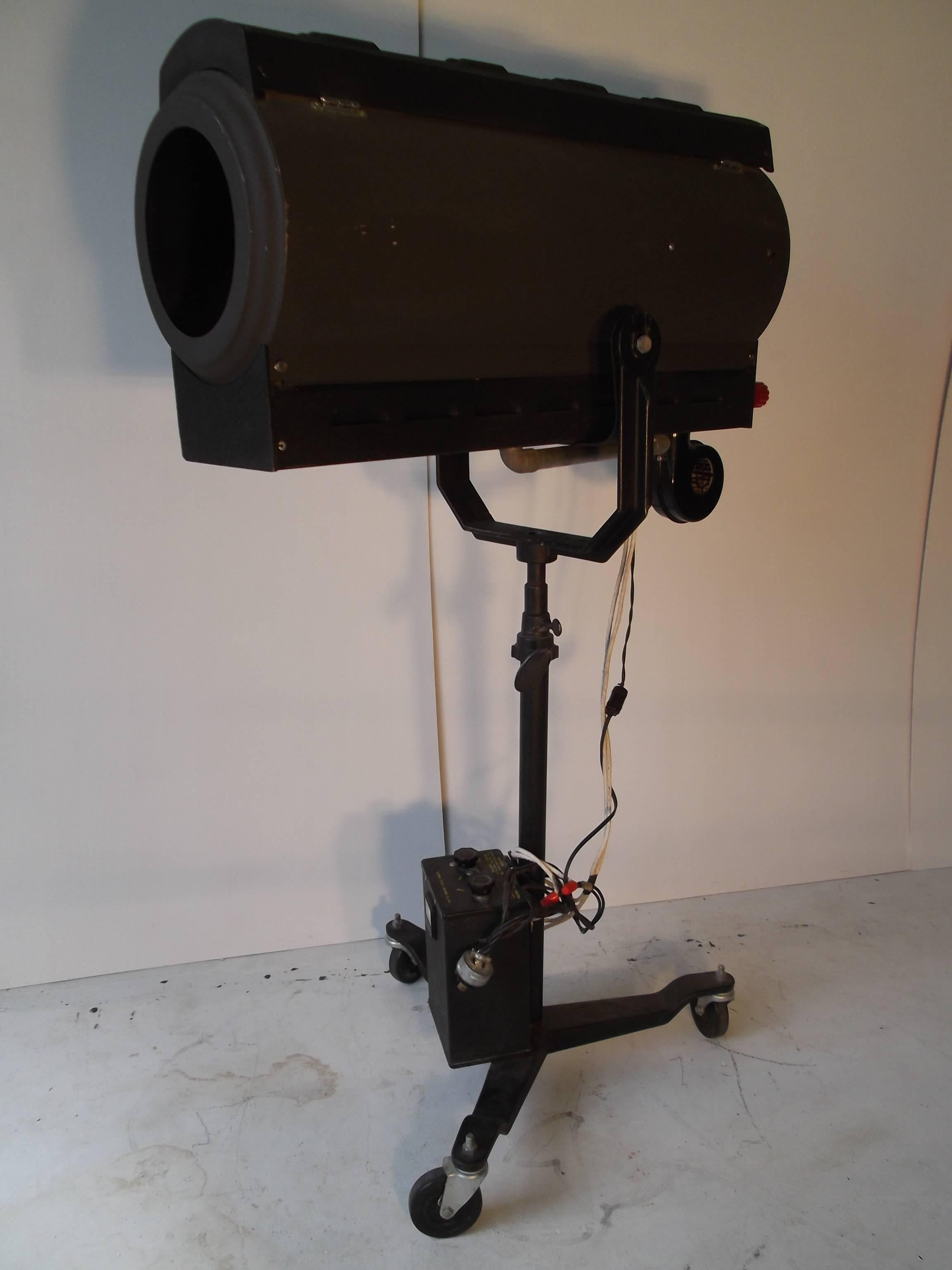 Steel Large Old Movie Theater Stage Spotlight Lamp with Bakelite For Sale