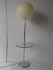 Robert Sonneman Chrome Lollipop Globe Lamp with Glass Table